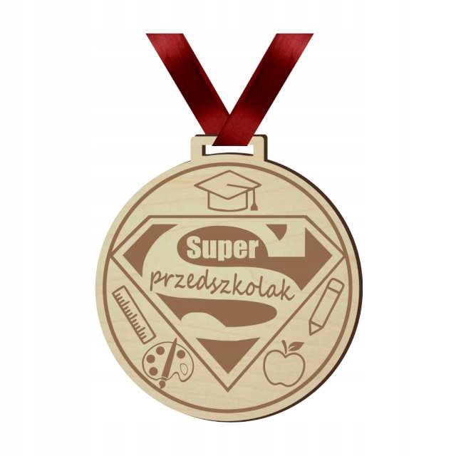 

Medal Przedszkolak taśma Bordo koniec Roku