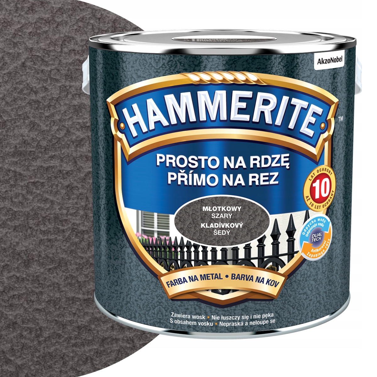 Hammerite Prosto Na Rdzę 2,5L Szary Młotkowy
