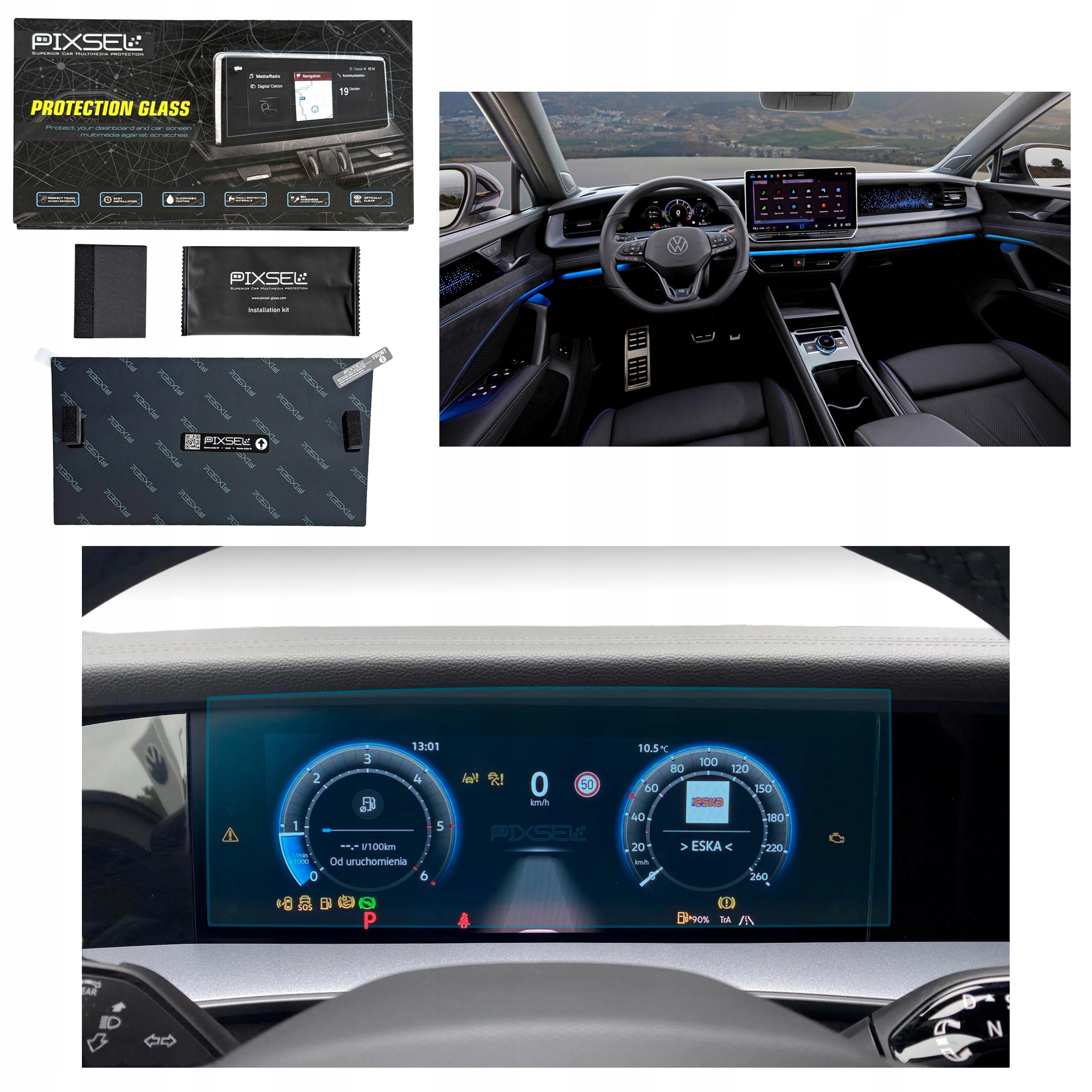 Antyodciskowe Matowe Szkło Ochronne Volkswagen TAYRON-12.8“ 2025-