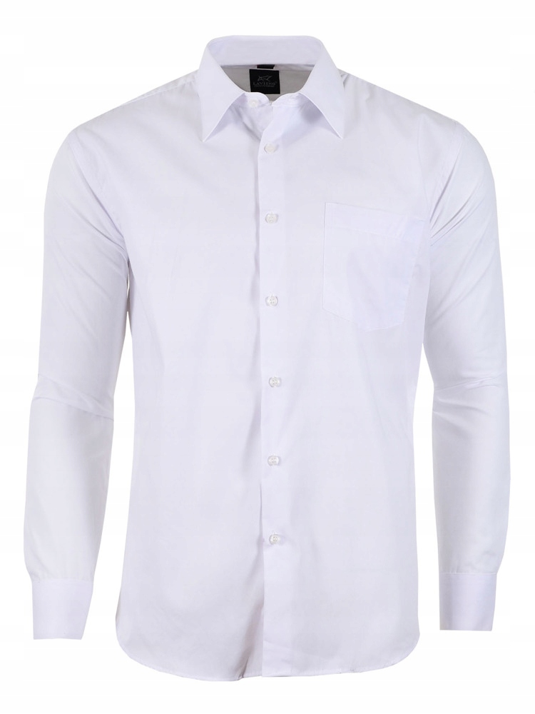 

40/41 Koszula Gładka Biała Długi Rękaw