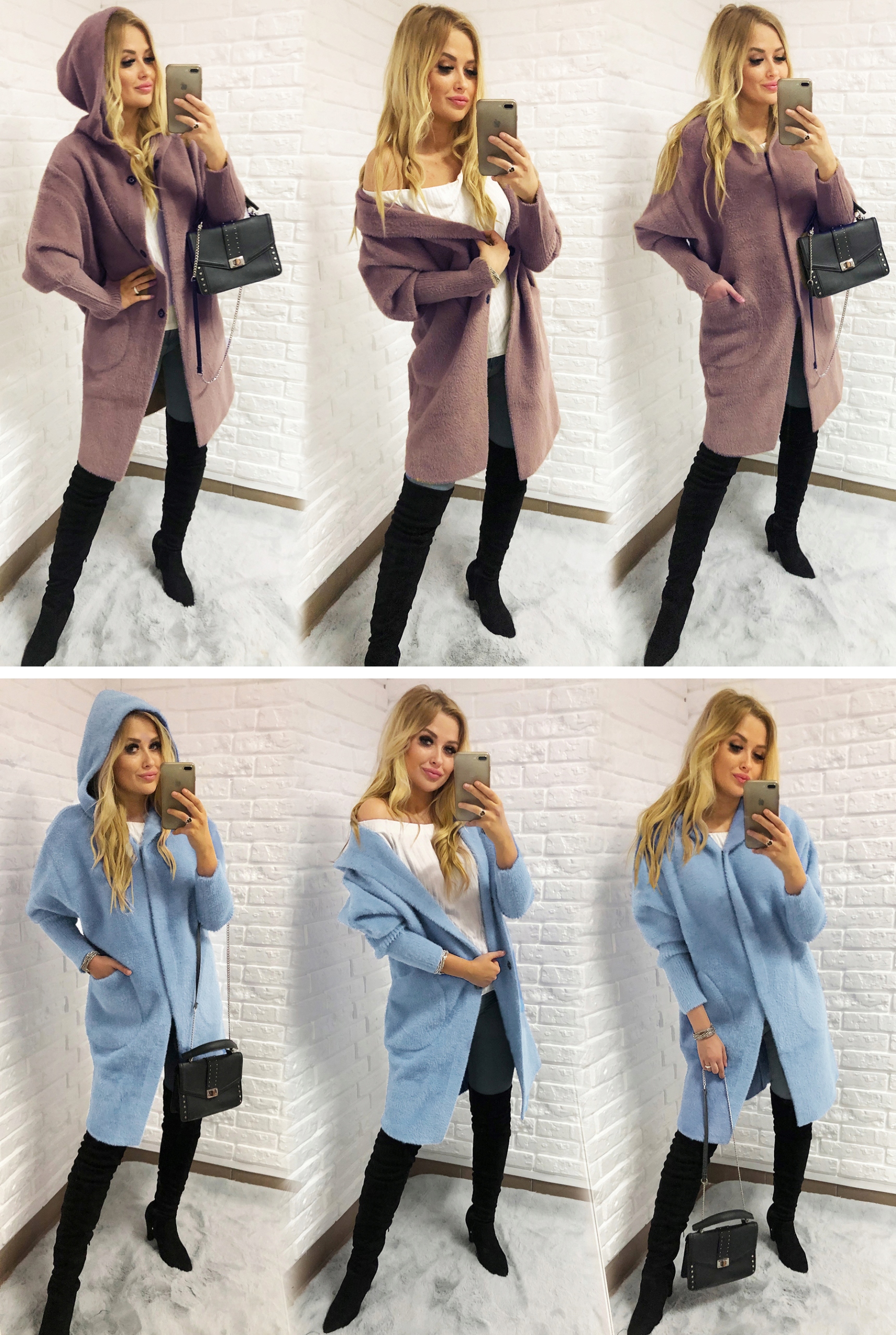 ALPAKI SWETER PŁASZCZ WEŁNA KOLORY oversize DŁUGI Rozmiar uniwersalny