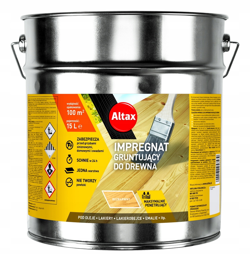 

Altax Penetrin Impregnat Gruntujący Do Drewna 15L