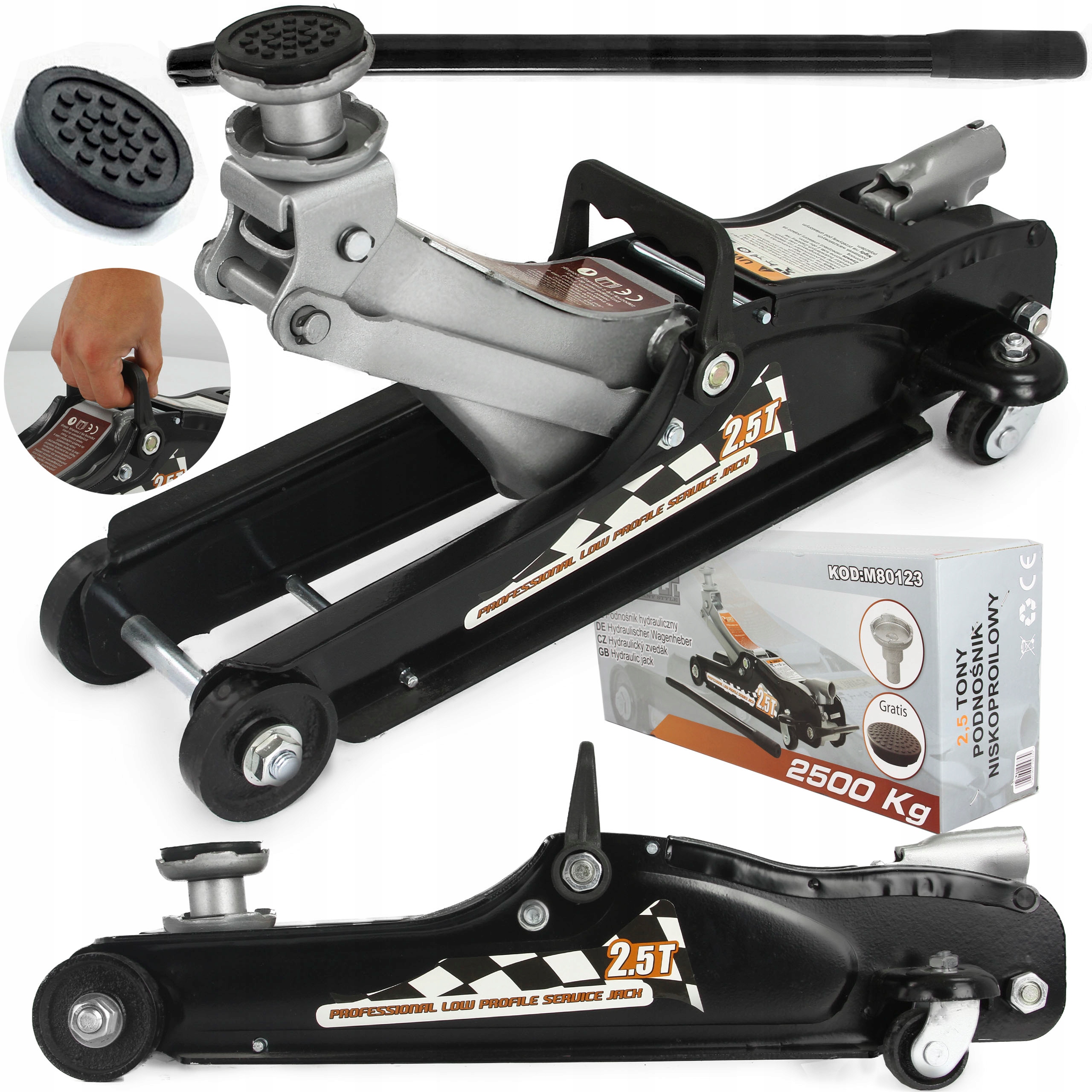 PODNOŚNIK SAMOCHODOWY Niskoprofilowy LEWAREK ŻABA GUMA 2.5T