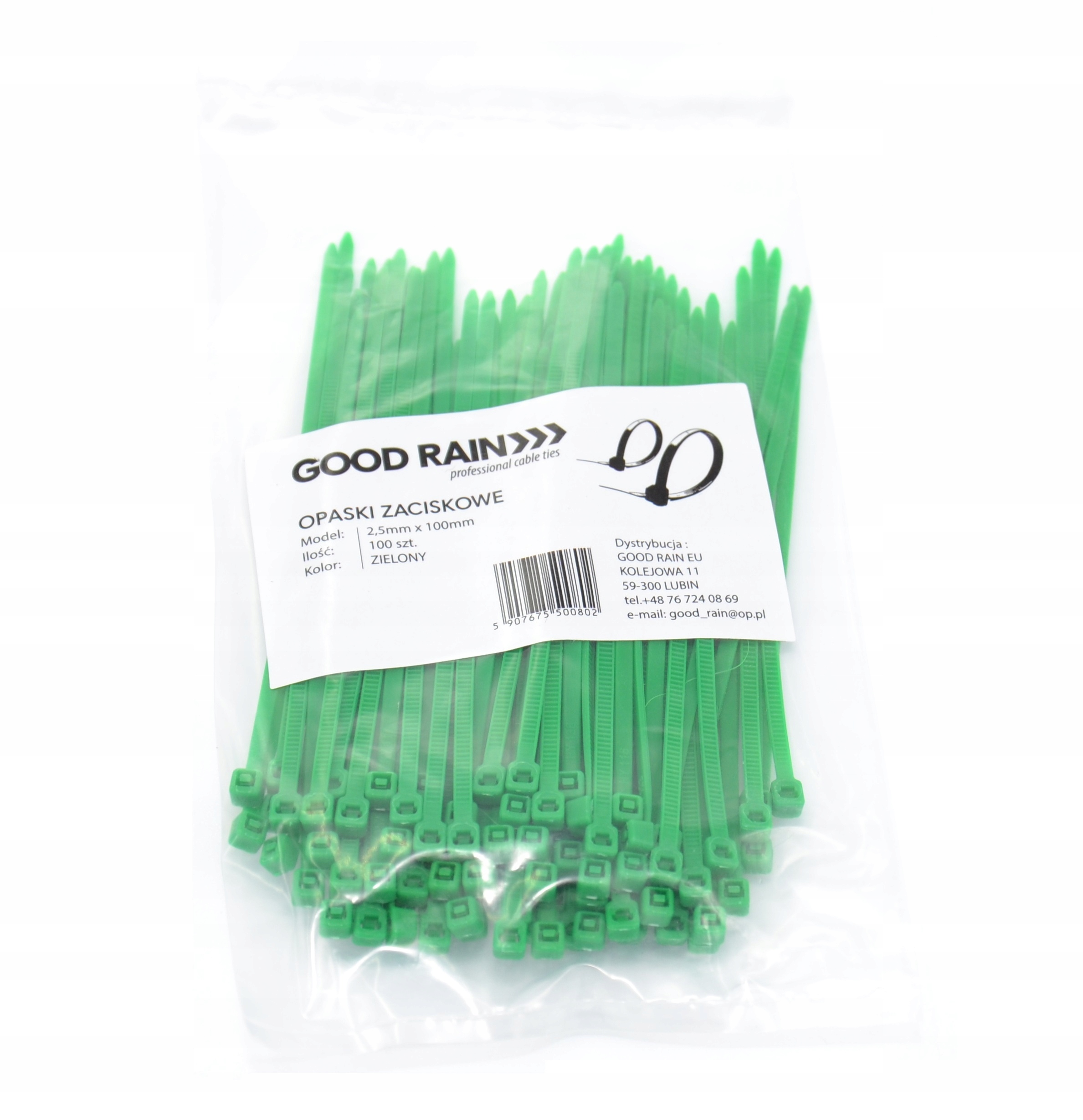 ZIELONE OPASKI ZACISKOWE TRYTKI 4,8X450 mm x100 Kod producenta ZIELONE 4,8x450