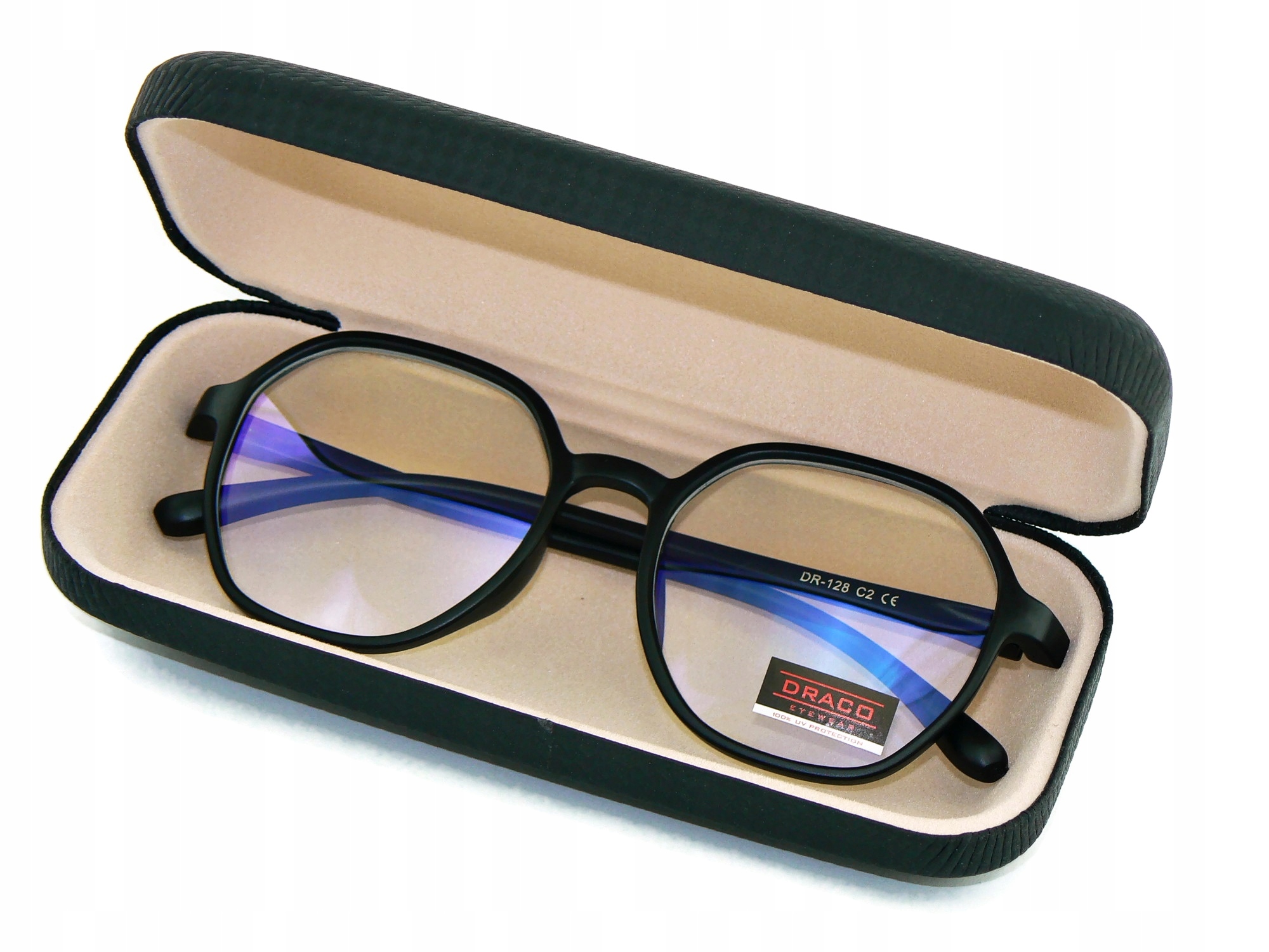 DAMSKIE OKULARY ZERÓWKI ANTYREFLEKSYJNE Z ETUI Marka Draco