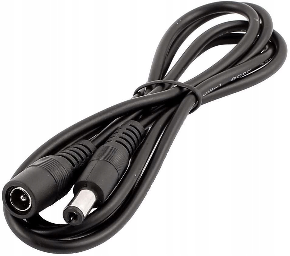 PRZEDŁUŻACZ DC ZASILACZA TAŚM LED KAMER 12v 2,1/5,5mm Gniazdo/Wtyk 1m