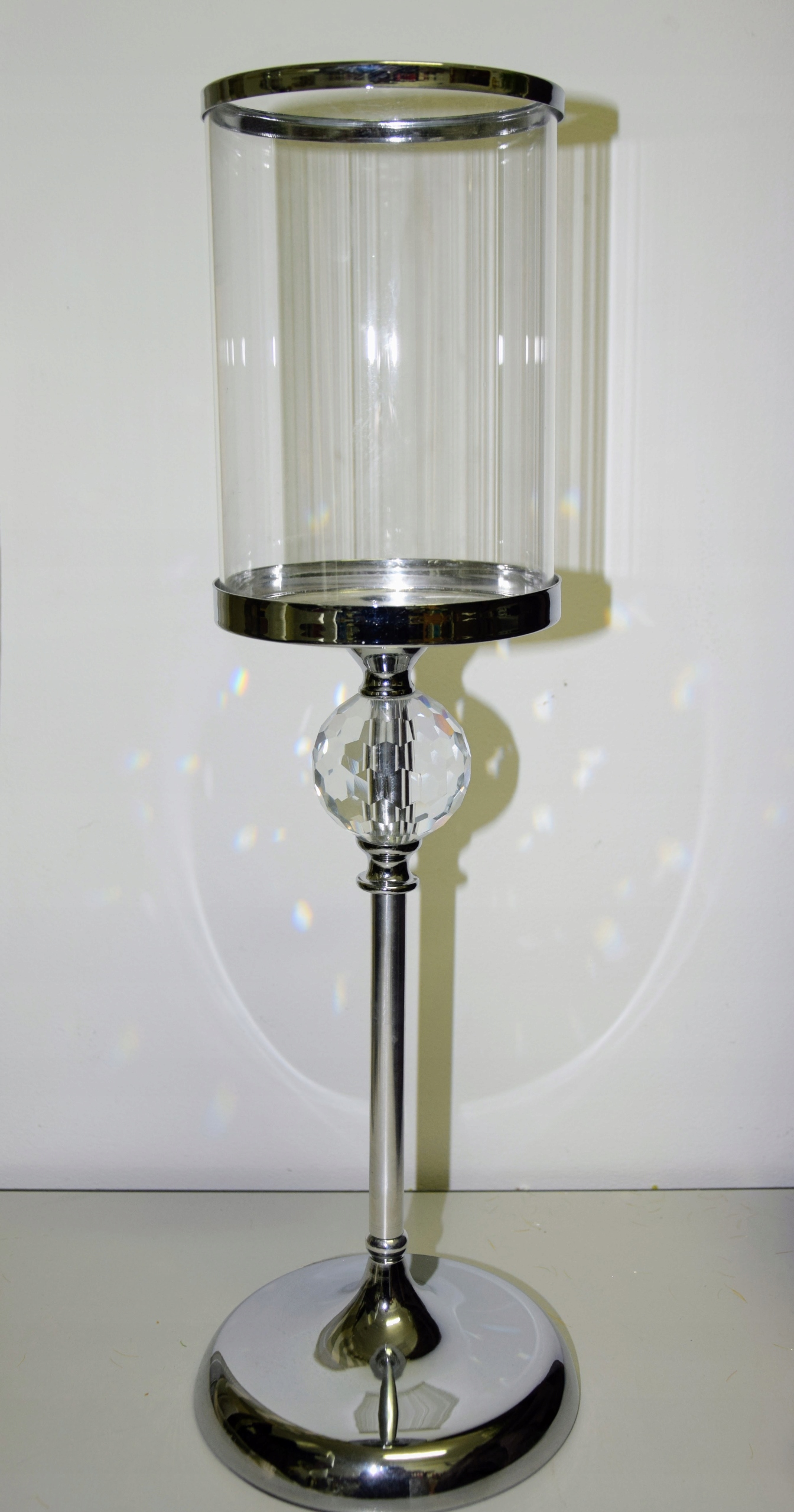 ŚWIECZNIK METAL/SZKŁO 50,5CM Materiał metal