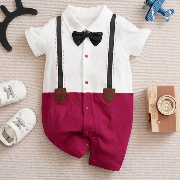 Elegancki rampers dla dziecka na lato bordowy celebration 62 Rozmiar (new) 62 (57 - 62 cm)