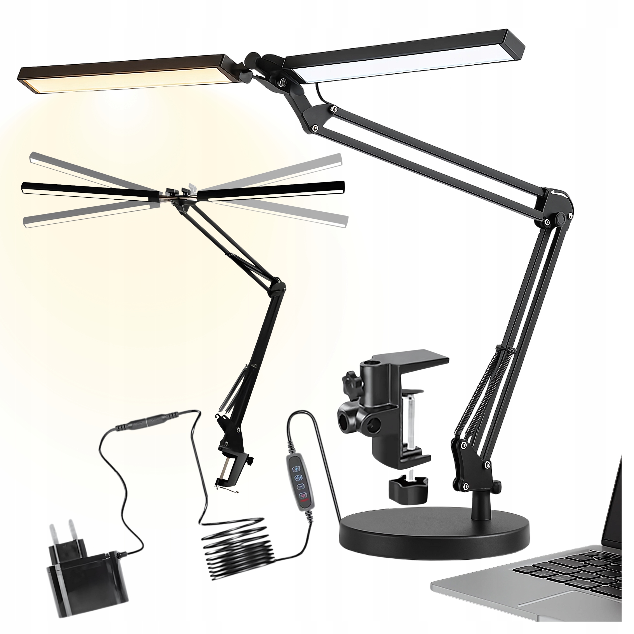 Stolní lampa Kreslící dvouramenná nastavitelná pro výuku práce černá