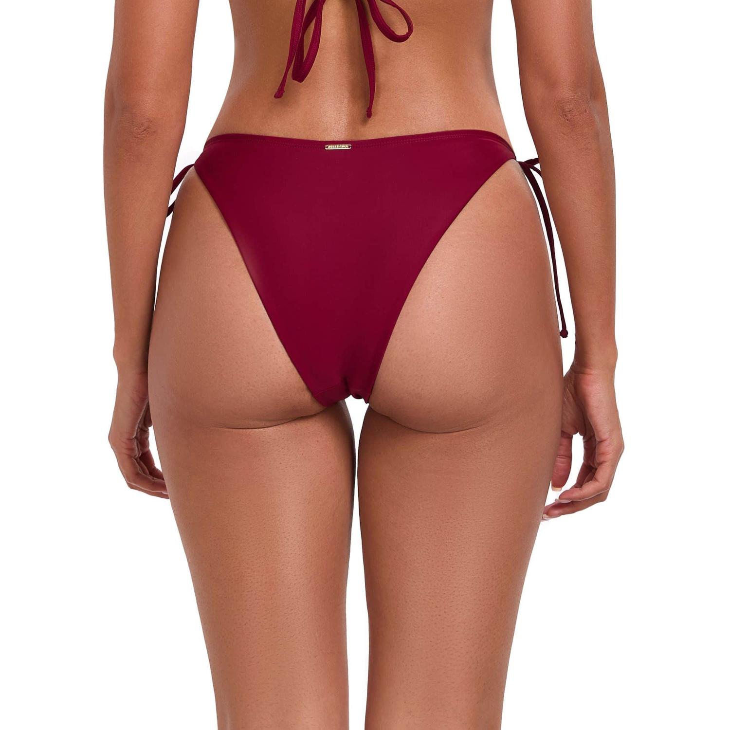 Klasyczne kąpielówki z wiązaniem i wyższym stanem Relleciga Burgundy XL