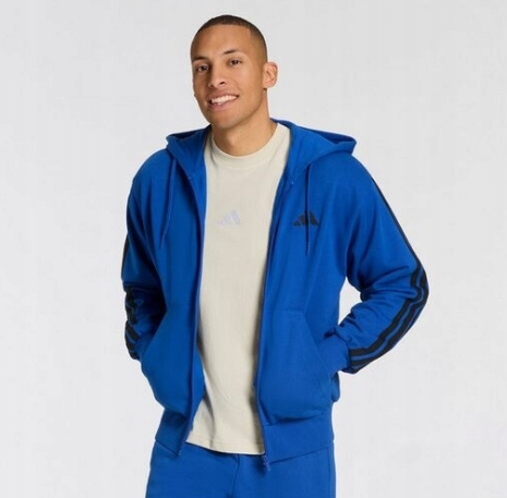 r.M Bluza Męska Adidas rozpinana z kapturem sportowa niebieska