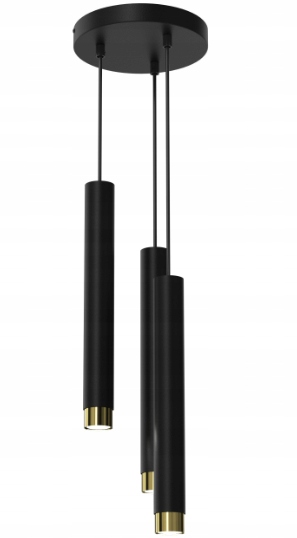 Ewilight Závěsné stropní svítidlo 3-bodová Tube Lux 3xminiGU10 černá/zlatá