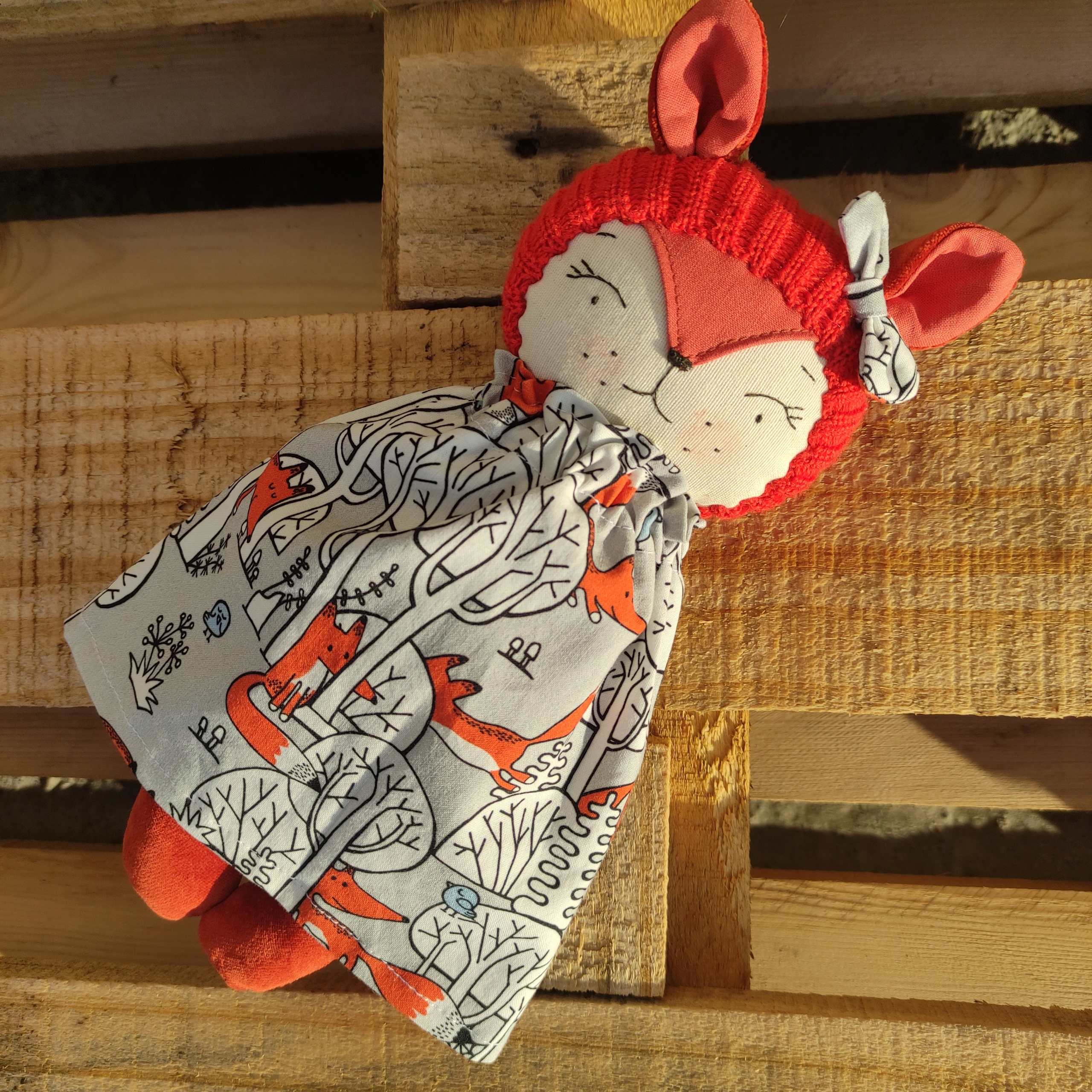 Přítulka liška, liška, panenka, plyšák handmade