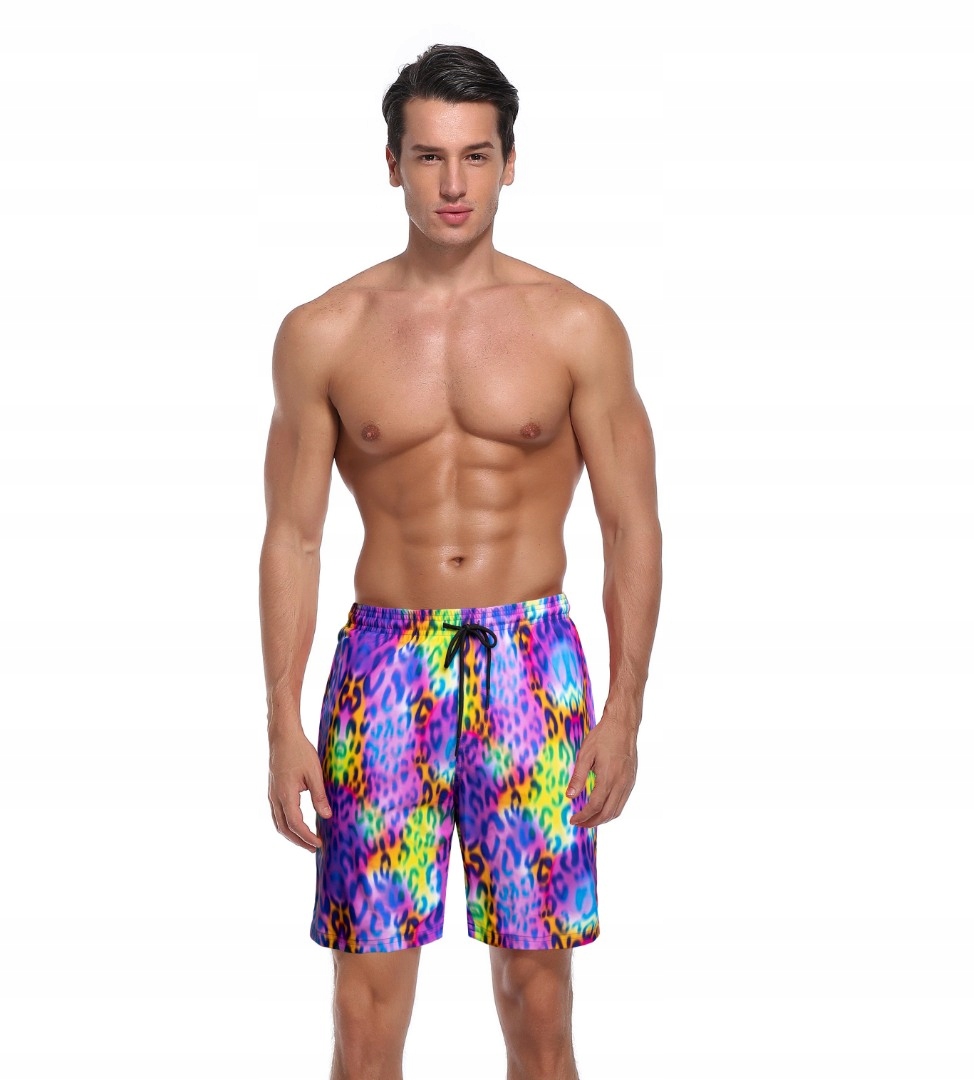 Elastanové pánske plavky Relleciga Neon Leopard S