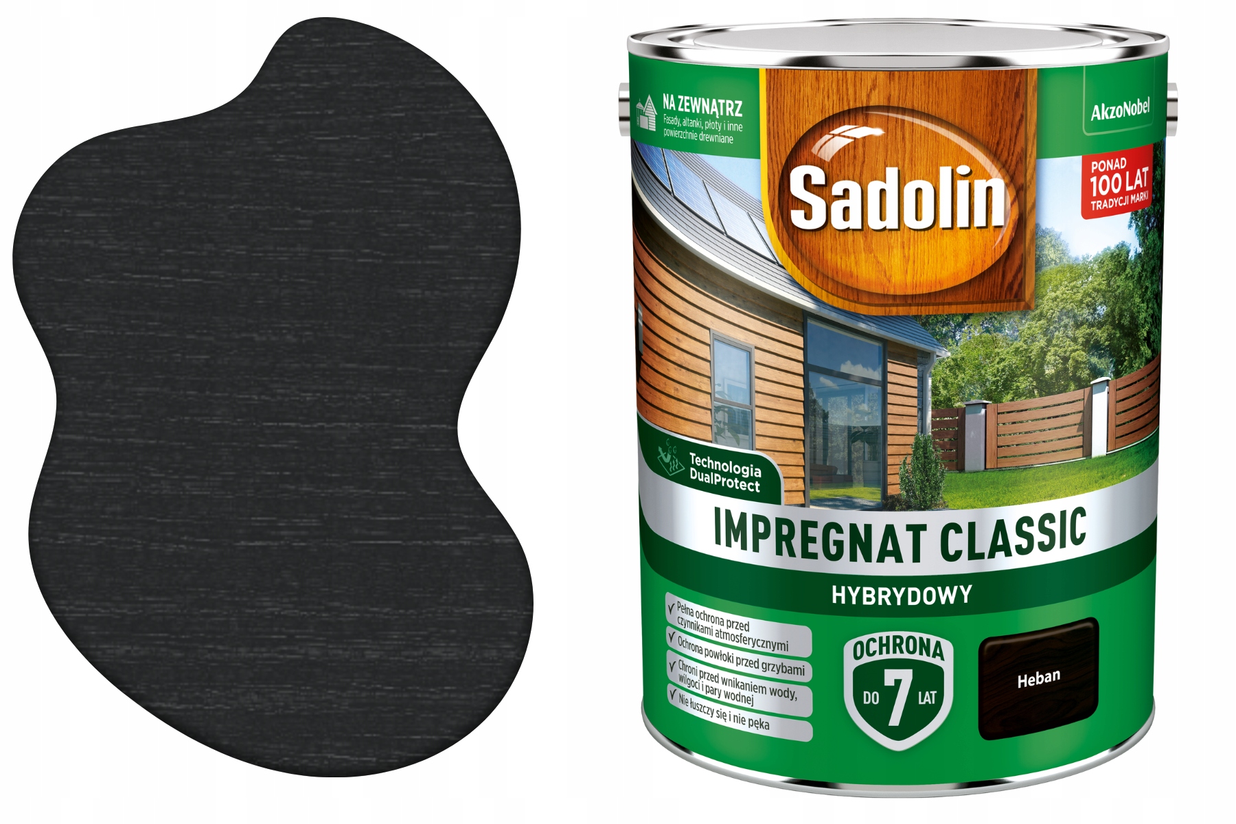 Sadolin Impregnat Do Drewna Classic Heban 4,5L Dekoracyjny Mocny Ochrona