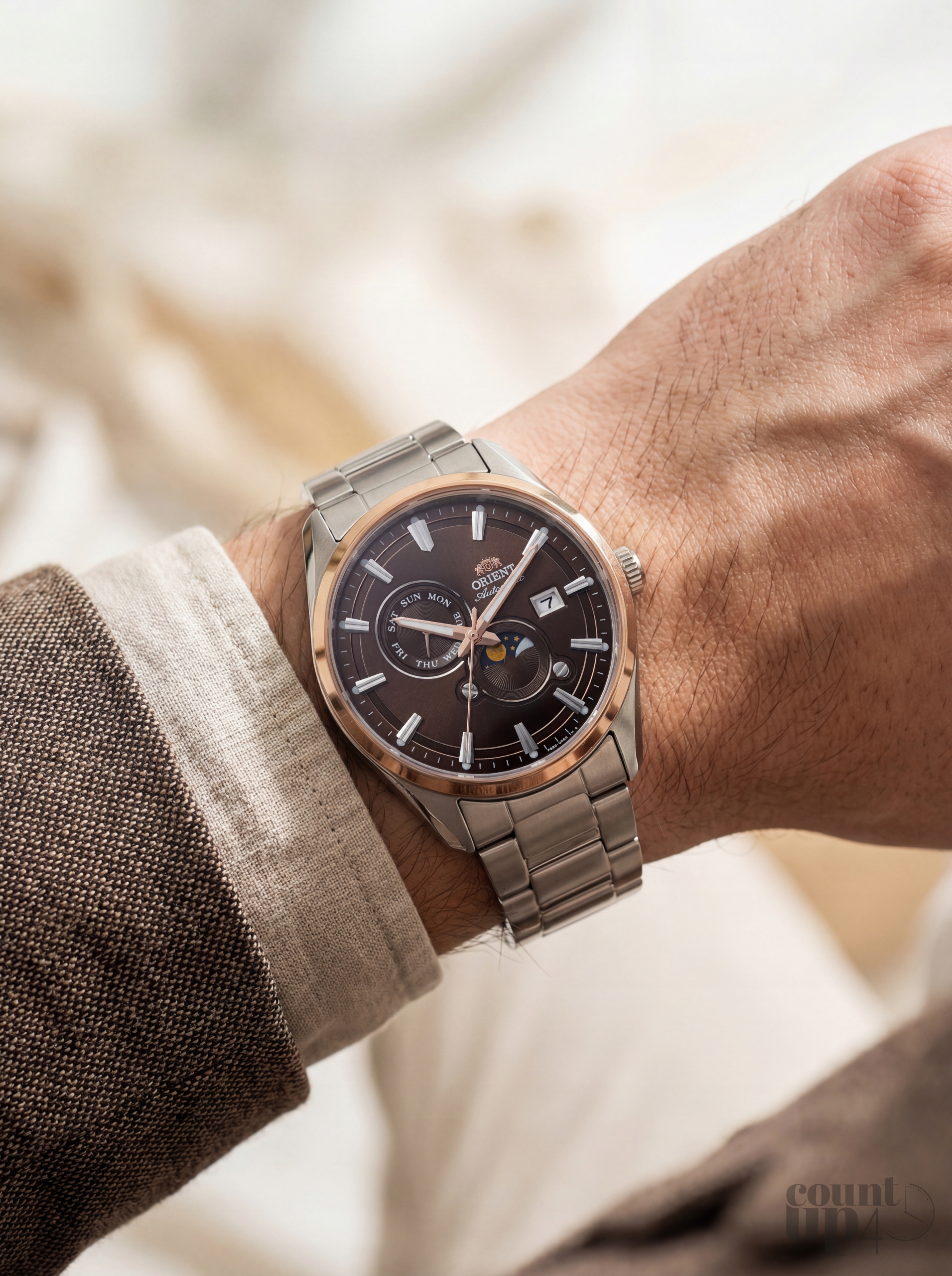 Orient Automatický Stretto Day & Night RA-AK0313Y30B 41,50 mm Hnědá