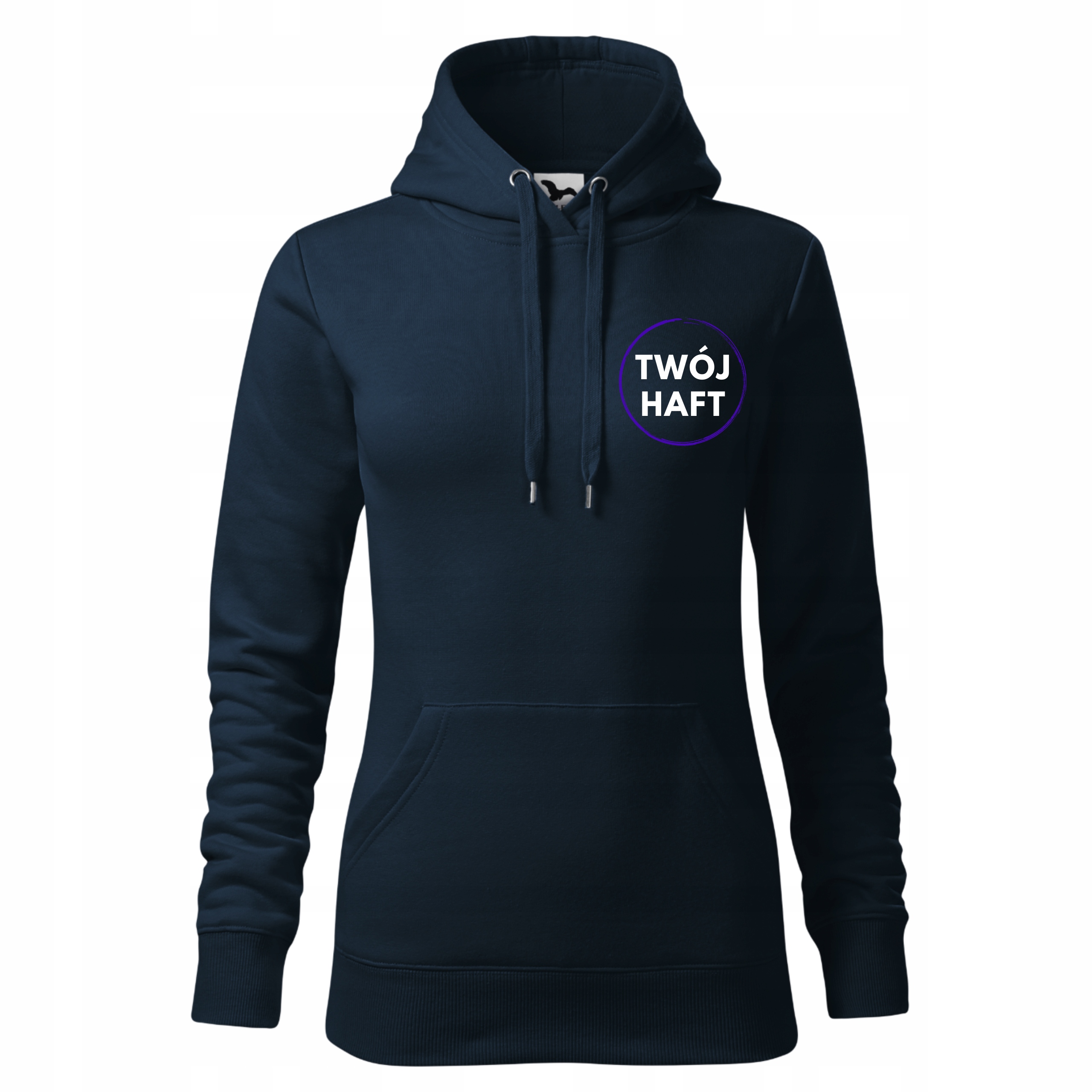 Dámská mikina s Mikina S Kapucí a potiskem loga společnosti, tmavě modrá XL