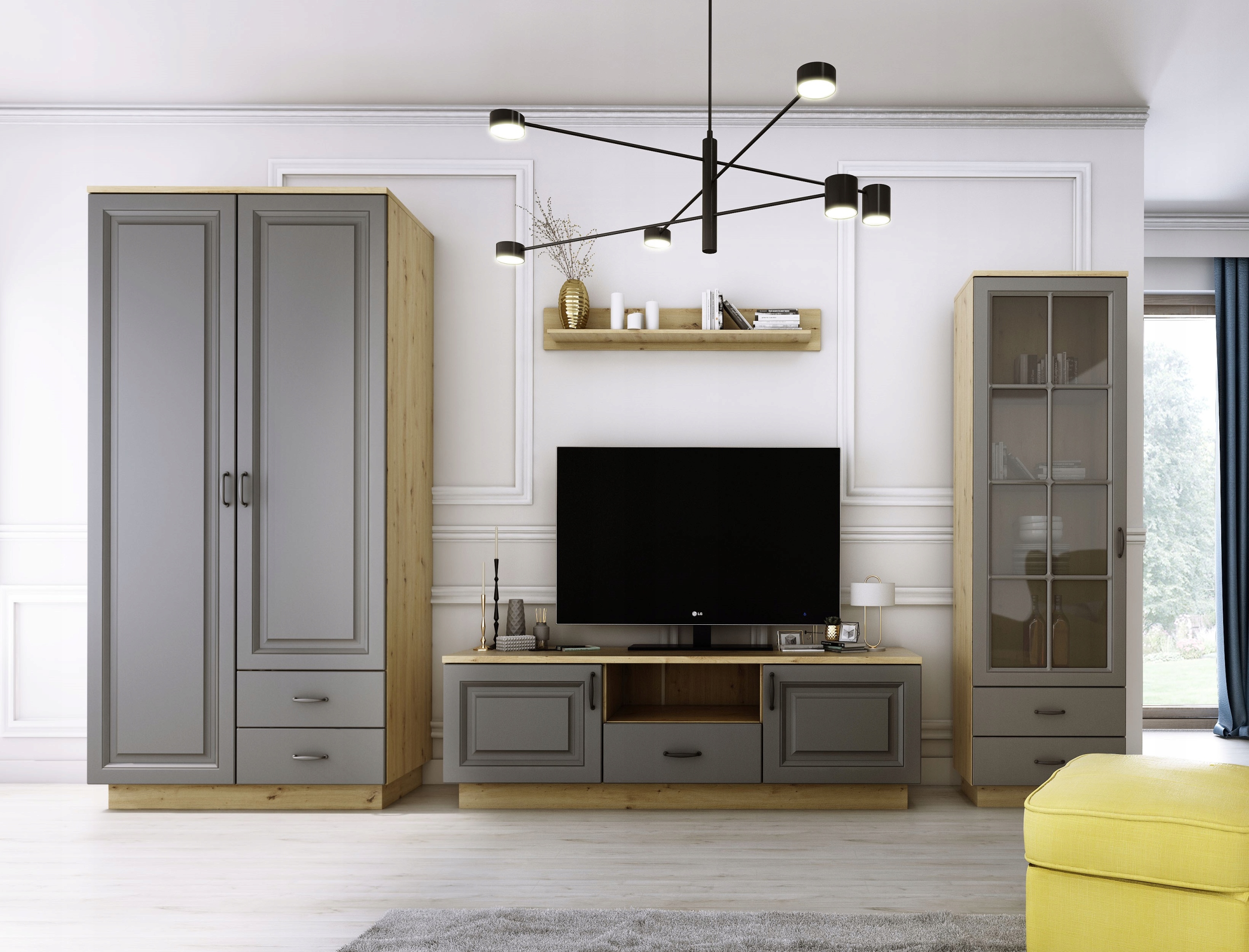 Zestaw mebli FLAWIO artisan + grafit meblościanka