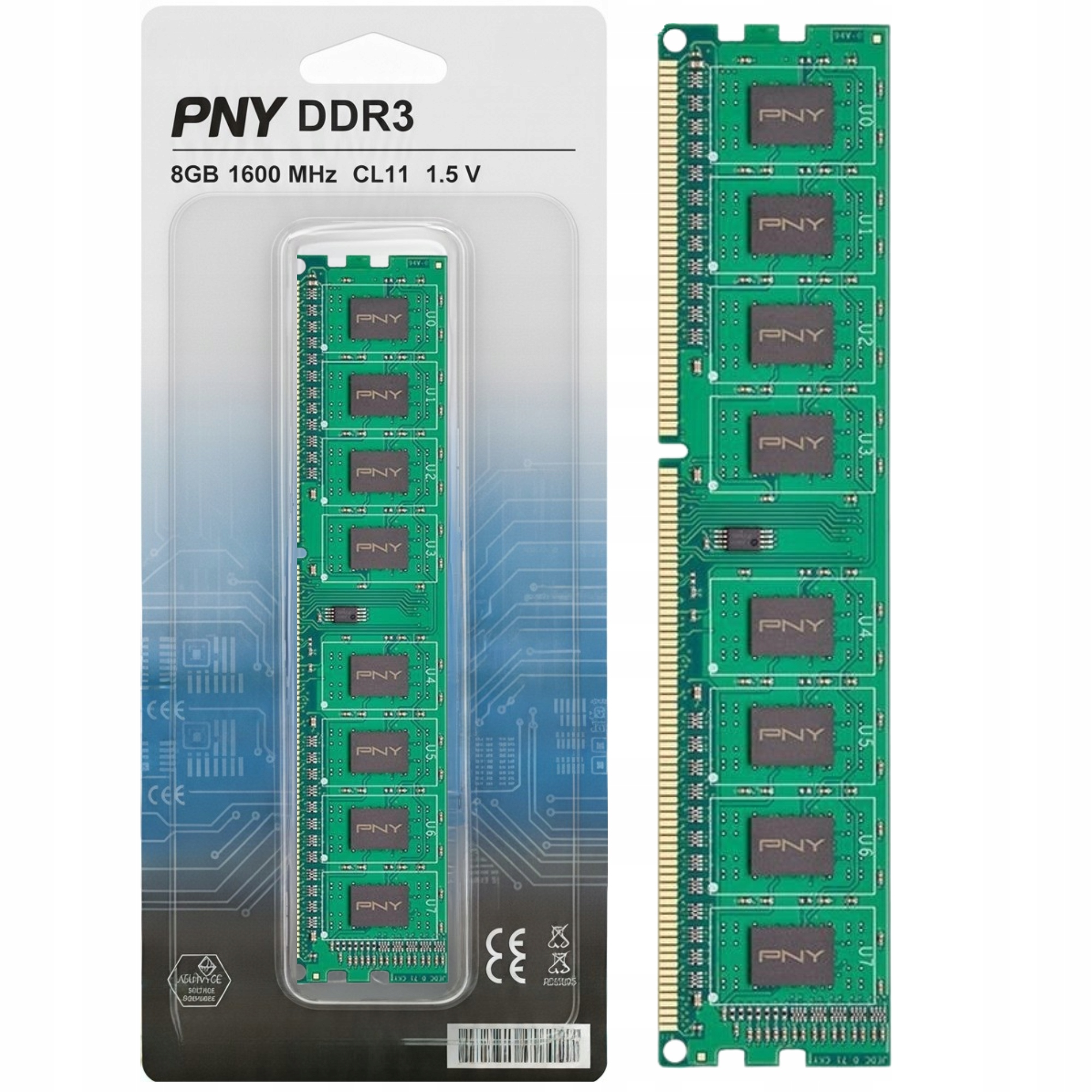 Pamięć Ram DDR3 8GB 1600 MHz Pny DIMM 1.5V do komputera stacjonarnego Pc