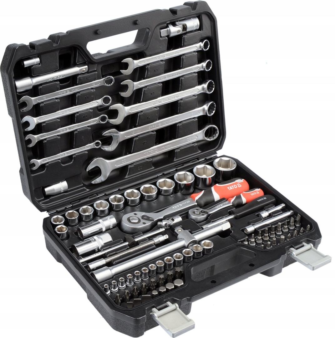 ZESTAW NARZĘDZI KLUCZY PLASKO - OCZKOWYCH NASADEK BITÓW 82 ELEMENTÓW YATO Kod producenta YT-12691