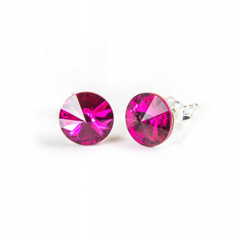 

Srebrne Kolczyki 925 z kr. Swarovski Rivoli 8 Fuch