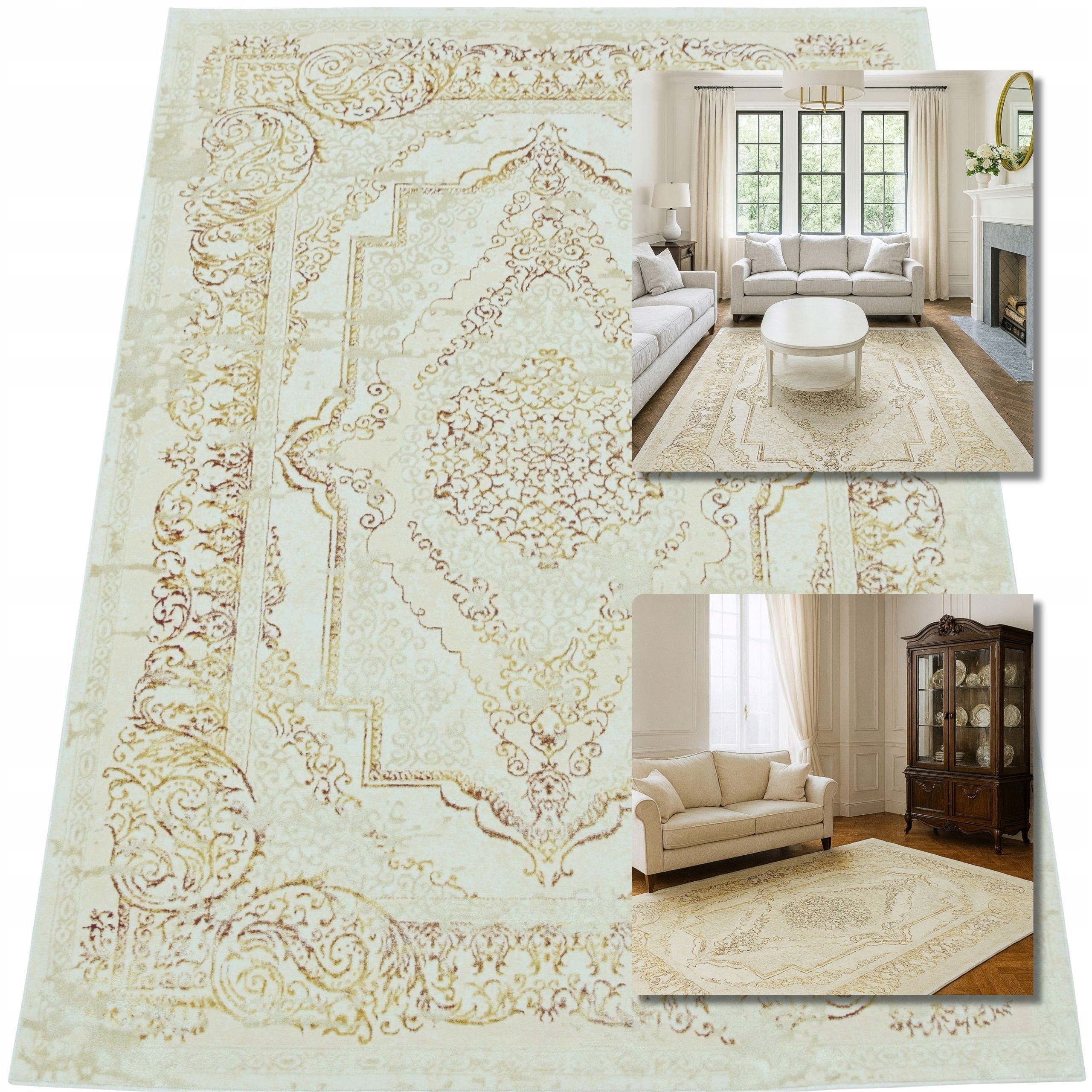 Koberec Béžový Klasický Koberec LILI Koberce Do Ložnice Glamour Loft 80x150