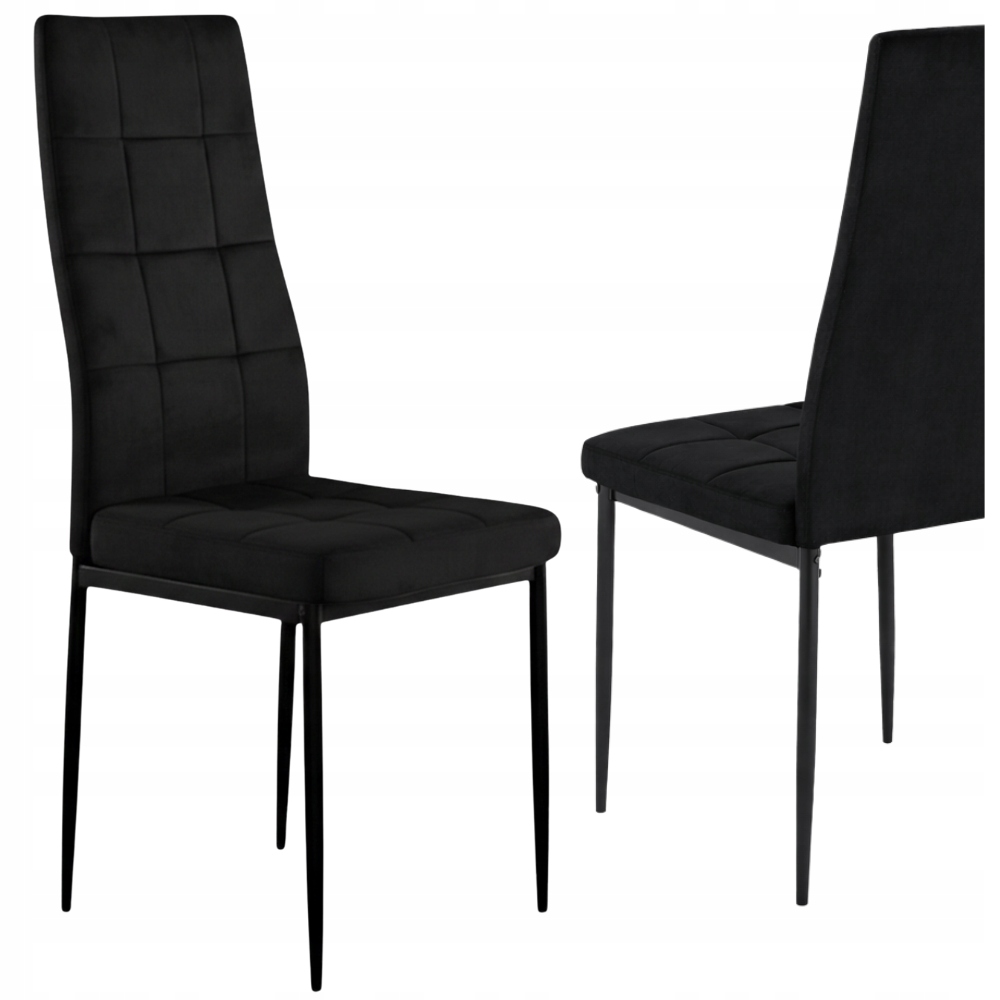Čalouněná židle Černá Stabilní židle do obývacího pokoje Kuchyně Velurové židle