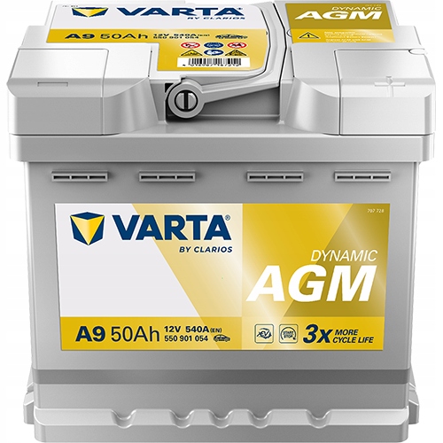 Varta 50Ah 540A Silver Dynamic A9 Agm P+ 12V Akumulator 207x175x190mm 2026r