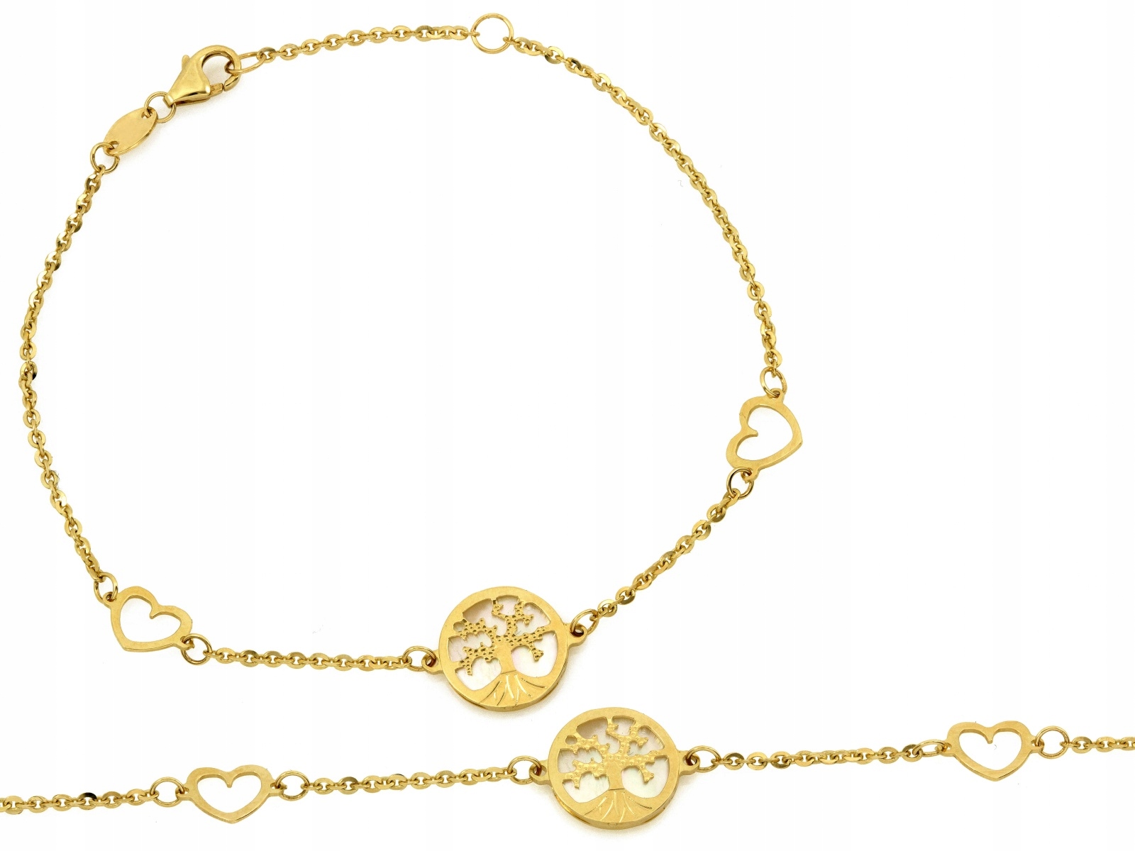 Zlatý náramek srdce 585 strom štěstí srdce r18 Strom života 1.72 g