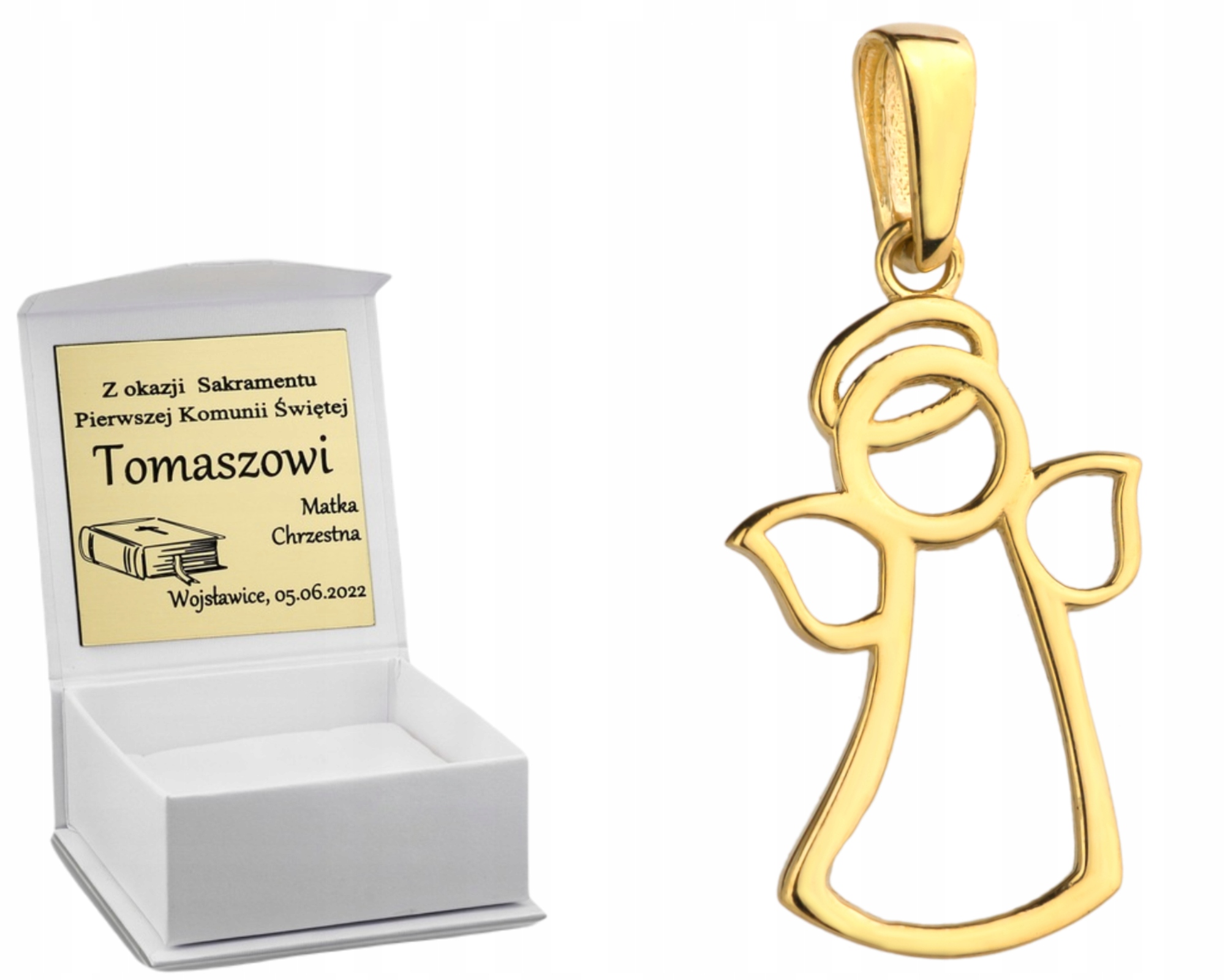 Zlatý Přívěsek Andílek 585 Křest Gravírování