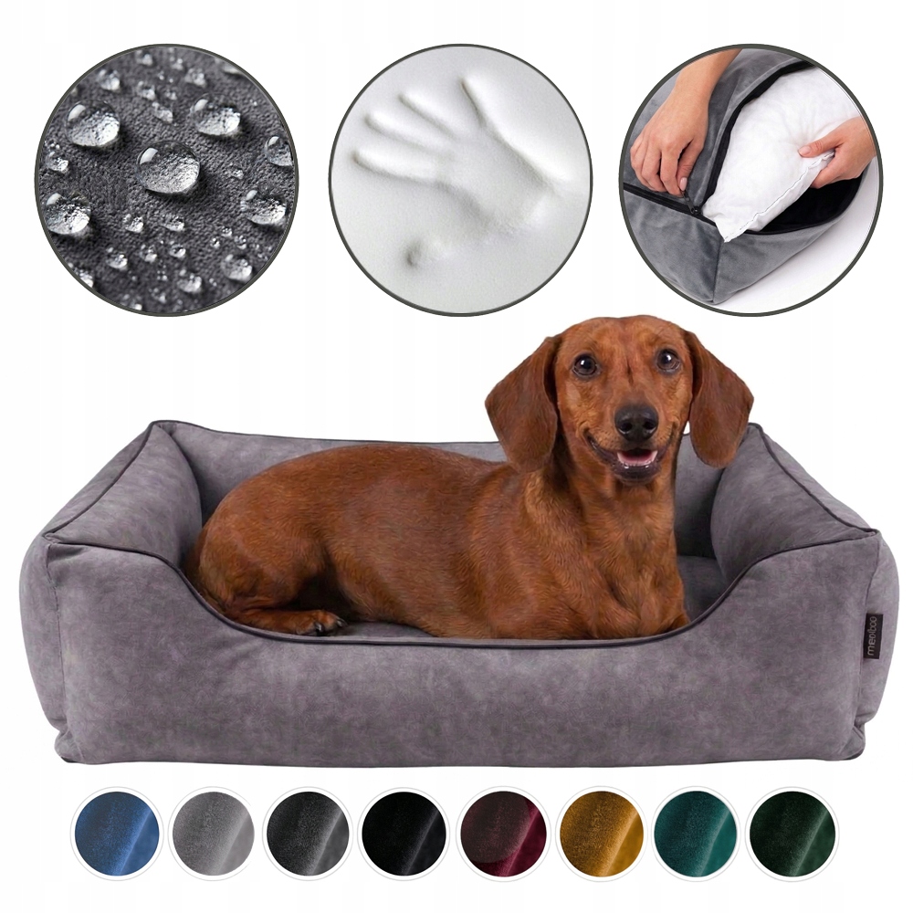 Legowisko dla psa Sofa Welur Ortopedyczne 65x50 jasnoszary/czarny ProduktPL