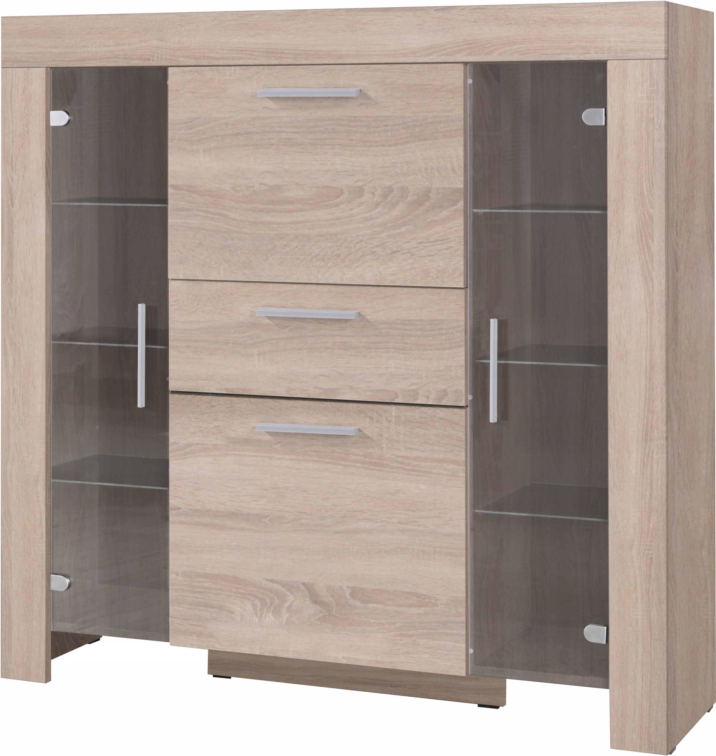 Witryna CEZAR 7, Witryna 130cm, LED, Biała Marka KING-Meble