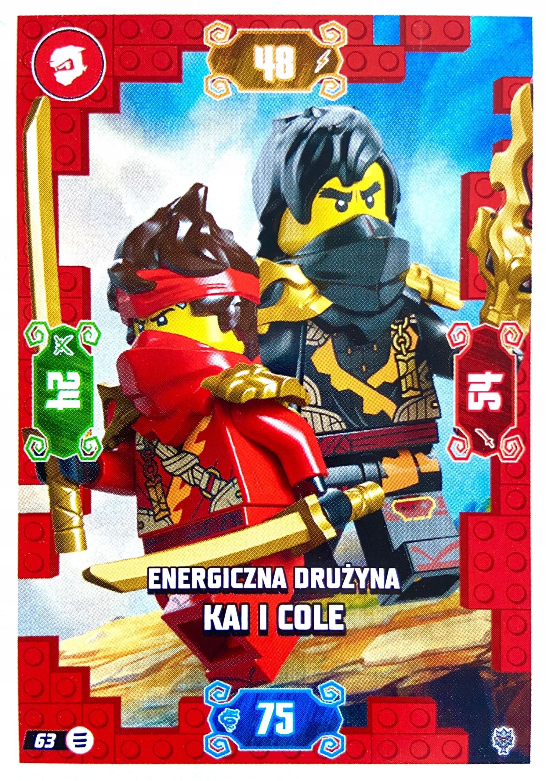 Lego Ninjago 2026 seria 11 karta podstawowa 63 Energiczna Drużyna Kai Cole