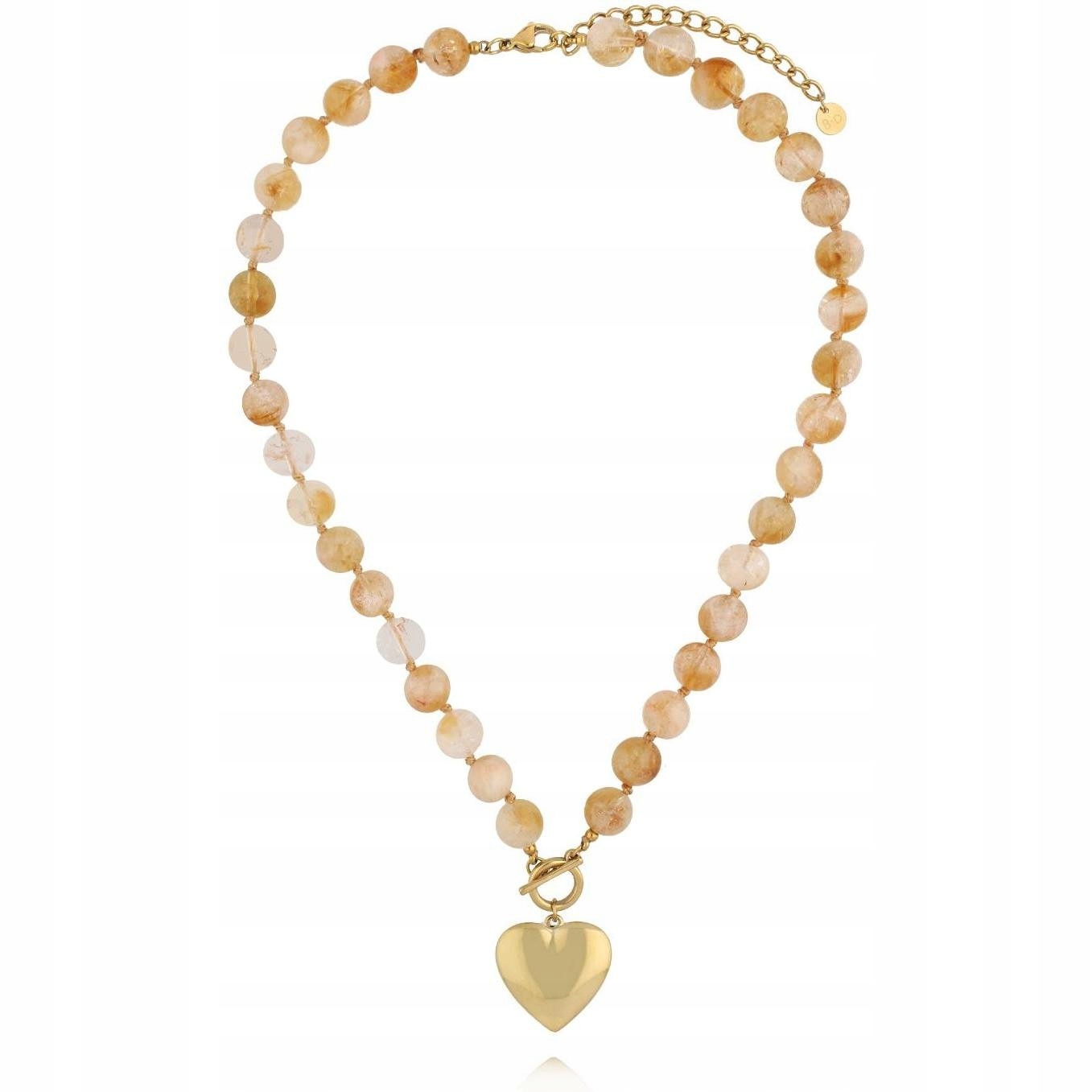 Naszyjnik By Dziubeka złoty serce cytryn 53cm
