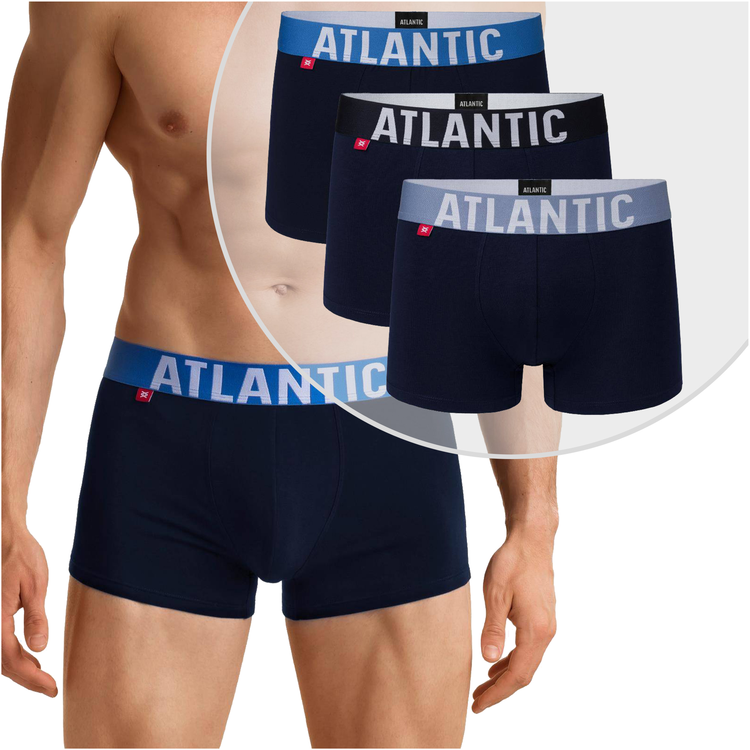 

bawełniane Bokserki męskie z ozdobną gumą Atlantic