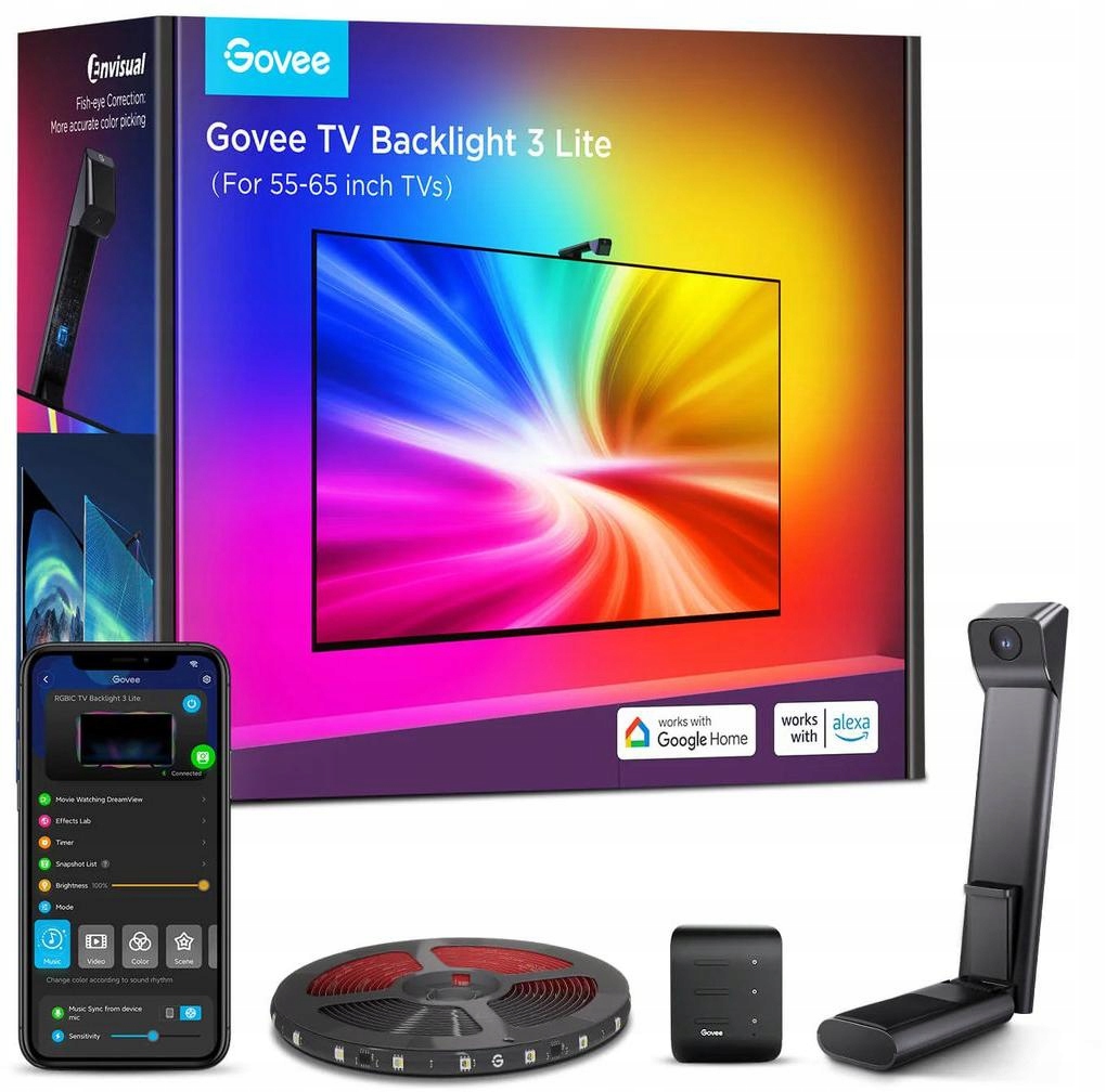 Govee H6099 Tv Backlight 3 Lite Led podsvietenie pre Tv 55-65 palcov, Rgbicw