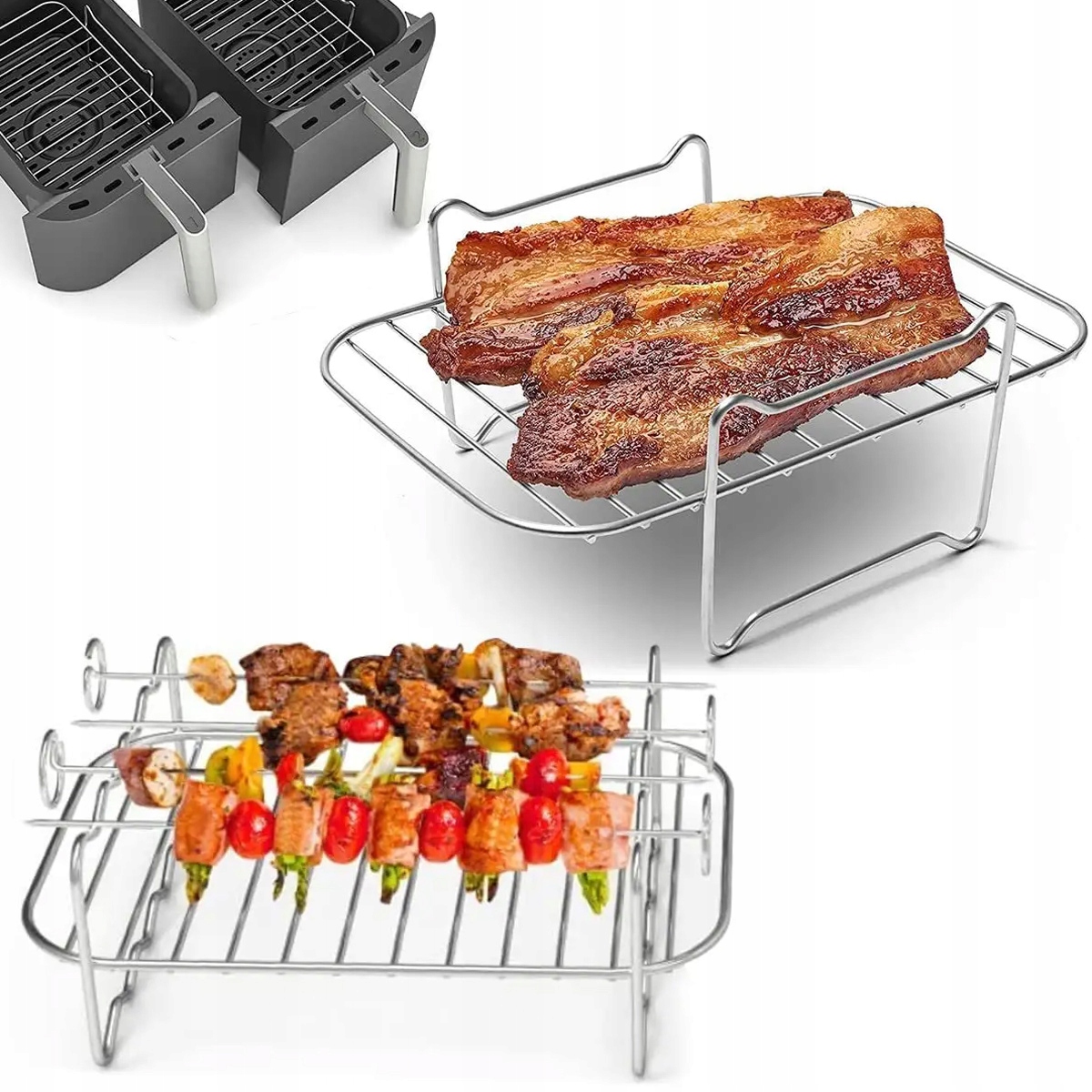 Wkład Ruszt I Szpikulce Do Air Fryera Frytkownicy Beztłuszczowej gril 2szt