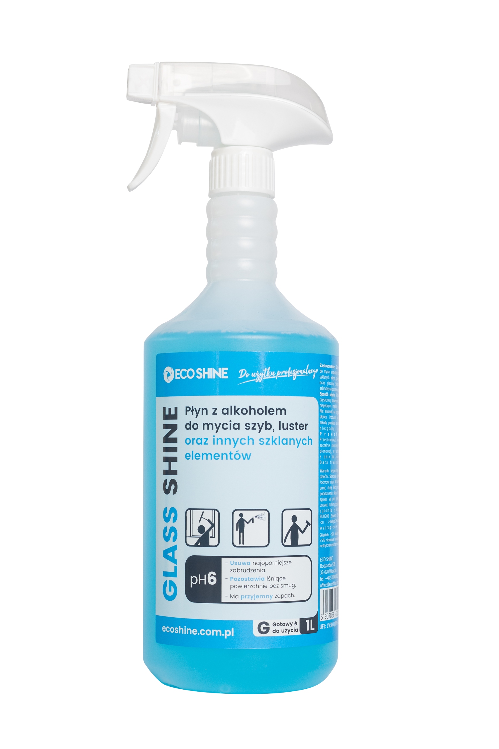 Płyn do okien EcoShine Glass Płyn do mycia szyb luster spray bez smug 1L XL