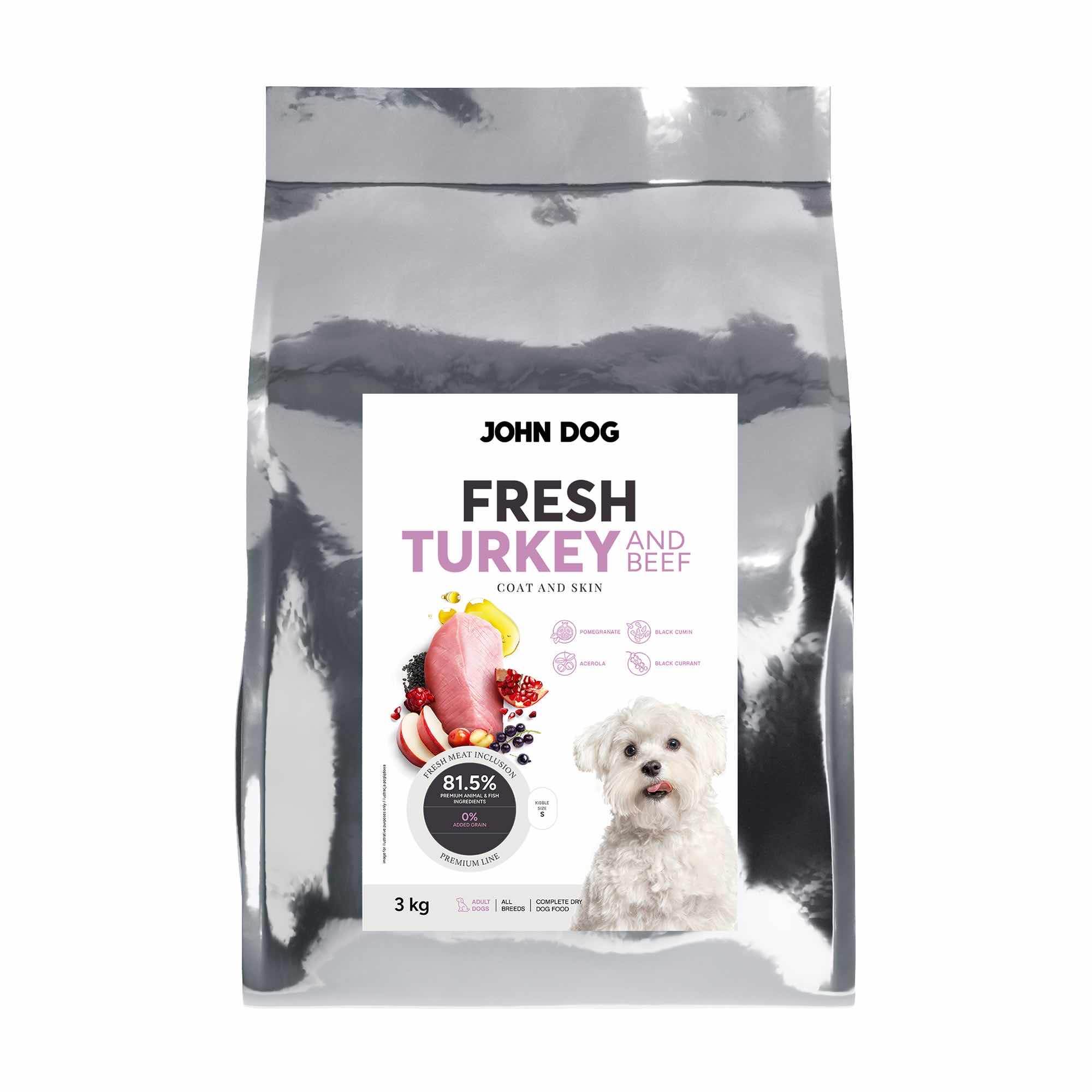 John Dog Fresh krmivo pro psy Krůta a hovězí maso 3 kg