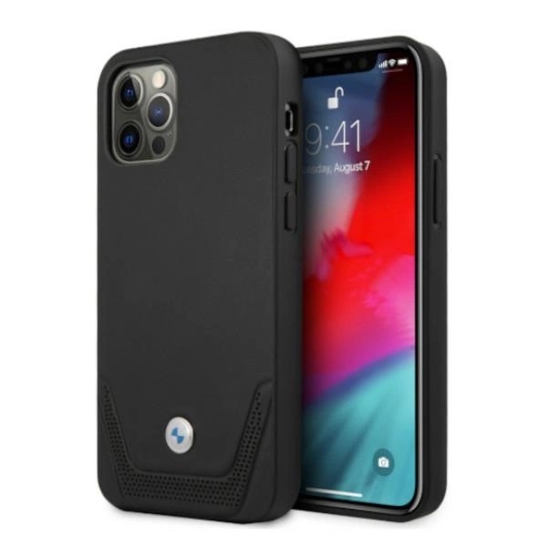 Bmw kožené perforované Pouzdro pro iPhone 12 Pro Max – černé