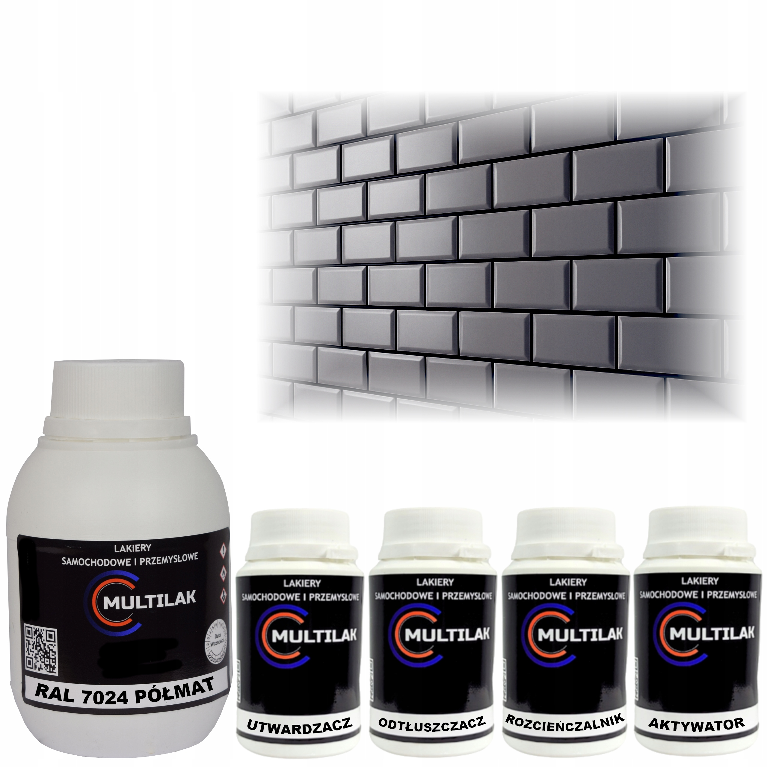 Lak barva Ral 7024 na glazuru dlaždic na váleček štětec 0,5L Polomat