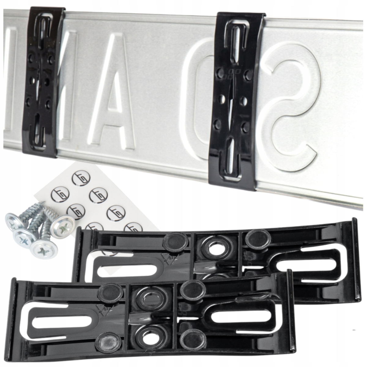 BEZRAMKOWY UCHWYT NA TABLICĘ REJESTRACYJNĄ MOCOWANIE TABLICY AMIO 2SZT