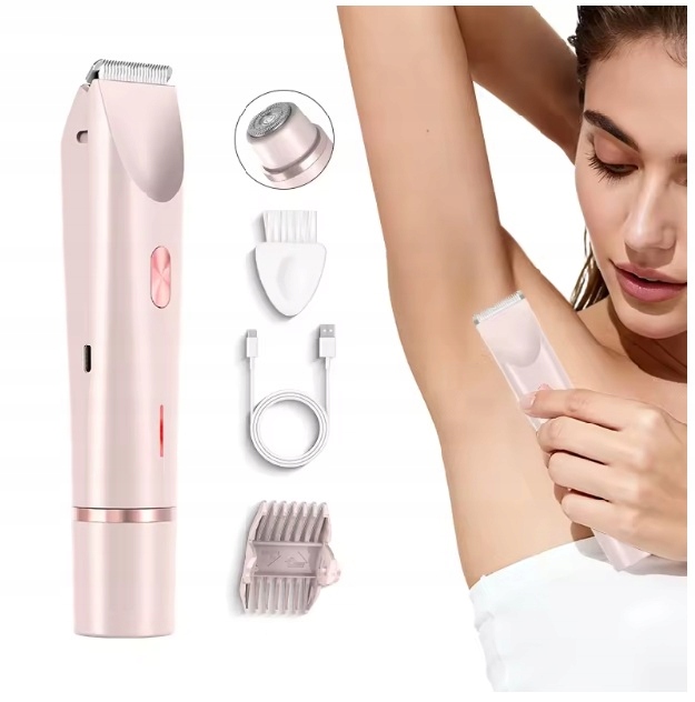 Elektrický Holicí Strojek Pro Ženy 2V1 Usb Bikiny, Podpaží, Nohy, Dvojitá Hlavice