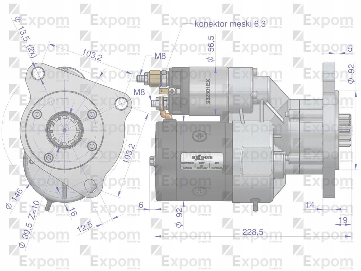Rozrusznik z reduktorem typu Magneton Case Ford New Holland 9142765 Blue Li Numer katalogowy części R. 9142765EX