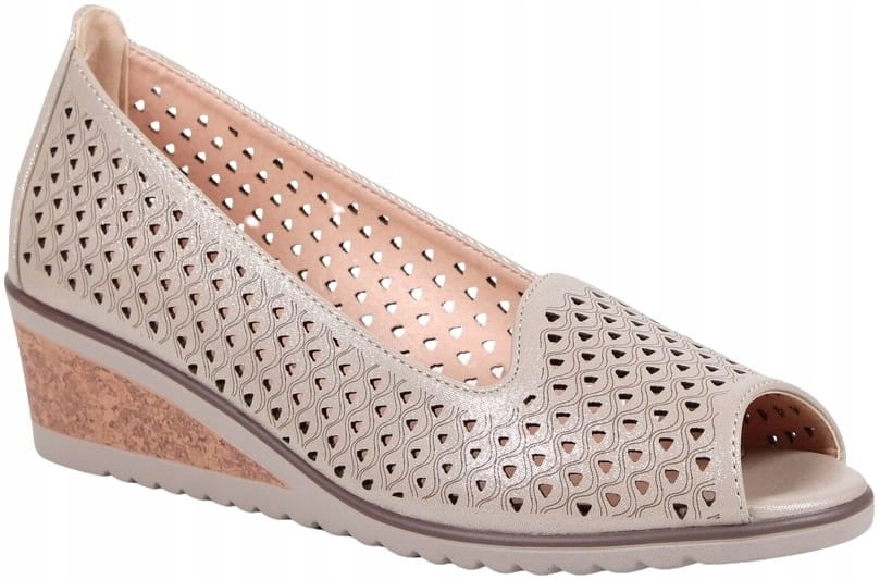 Polobotky Na Koturnu Boty Potocki Zlaté Prolamované Odhalený Prst Módní