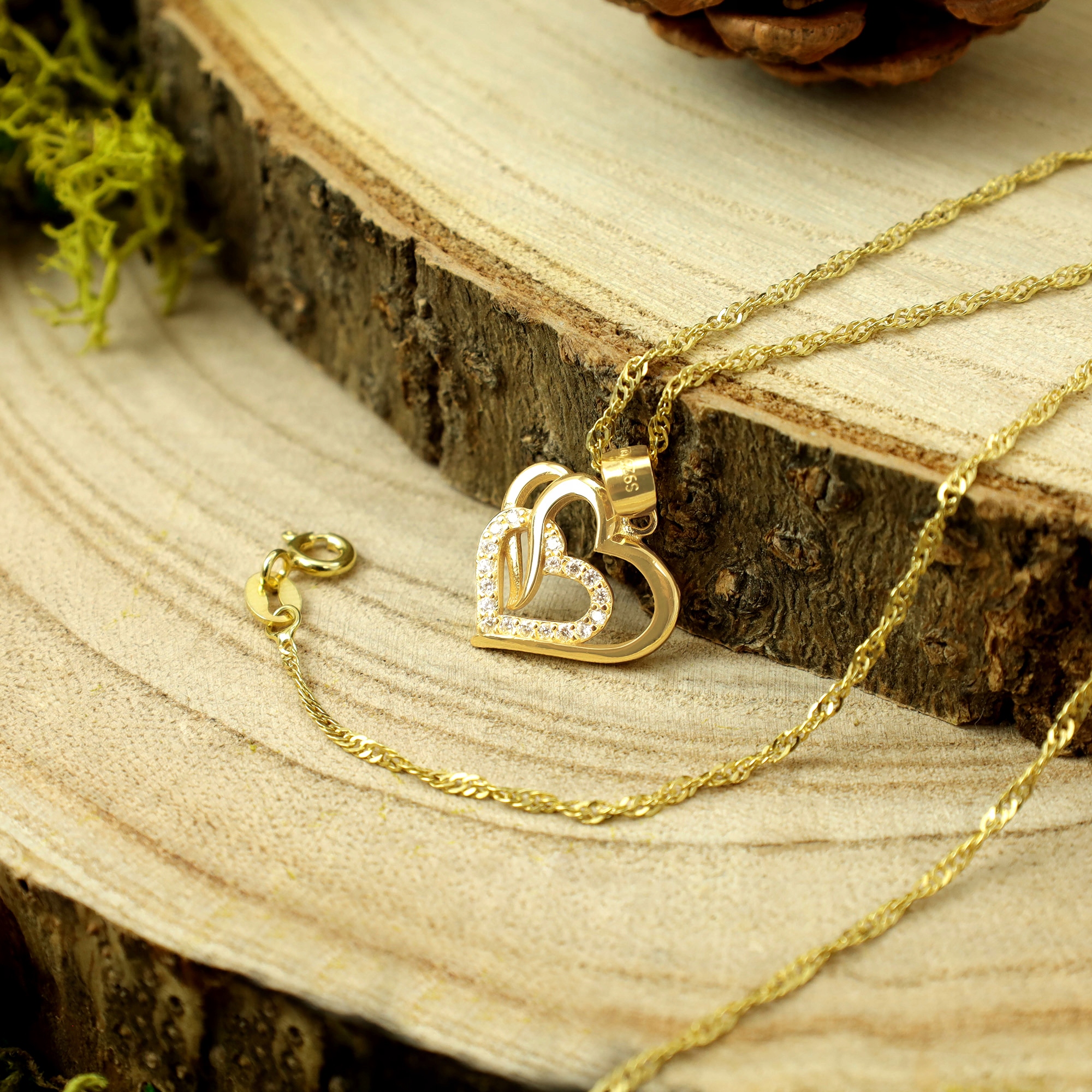 ZŁOTY ŁAŃCUSZEK Z SERDUSZKIEM 925/585 DLA KOBIETY DZIEWCZYNY MAMY ŻONY 14K Stan opakowania oryginalne