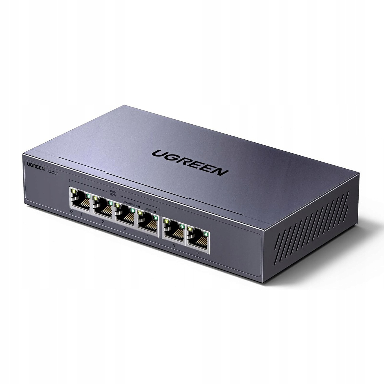 Switch przełącznik sieciowy Ethernet 6-Portowy 1Gb/s z PoE szary