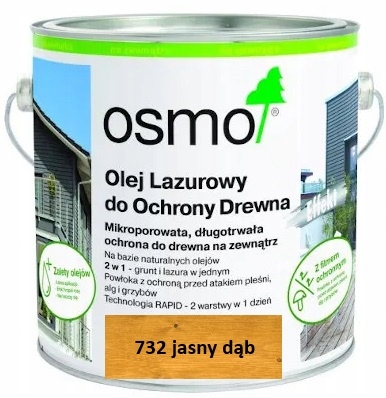 Osmo Olej lazurowy Lazura olejna do ochrony drewna Jasny Dąb 732 2,5L