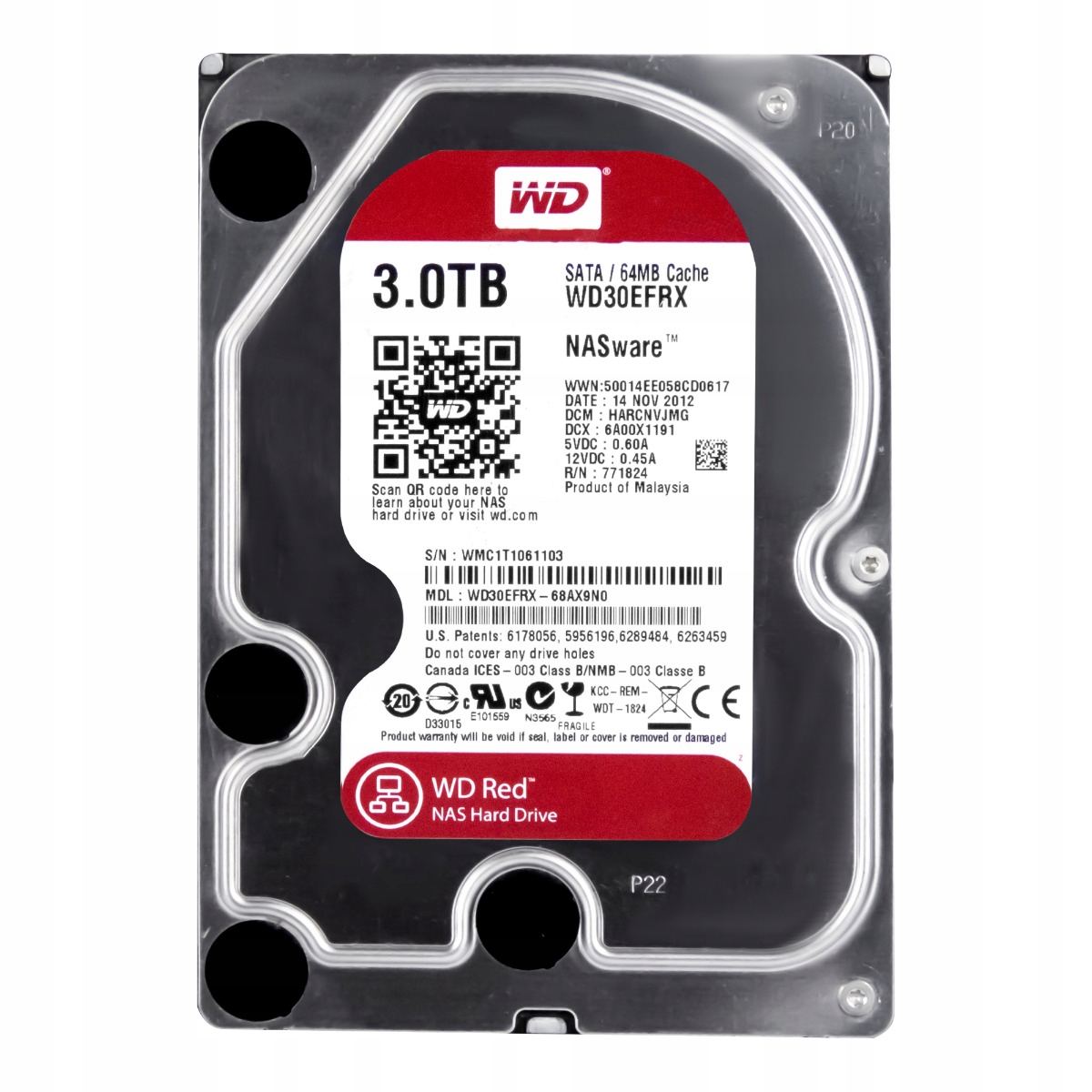 Wd Red 3TB 5.4K 64MB Sata III 3.5'' WD30EFRX NASware 1.0