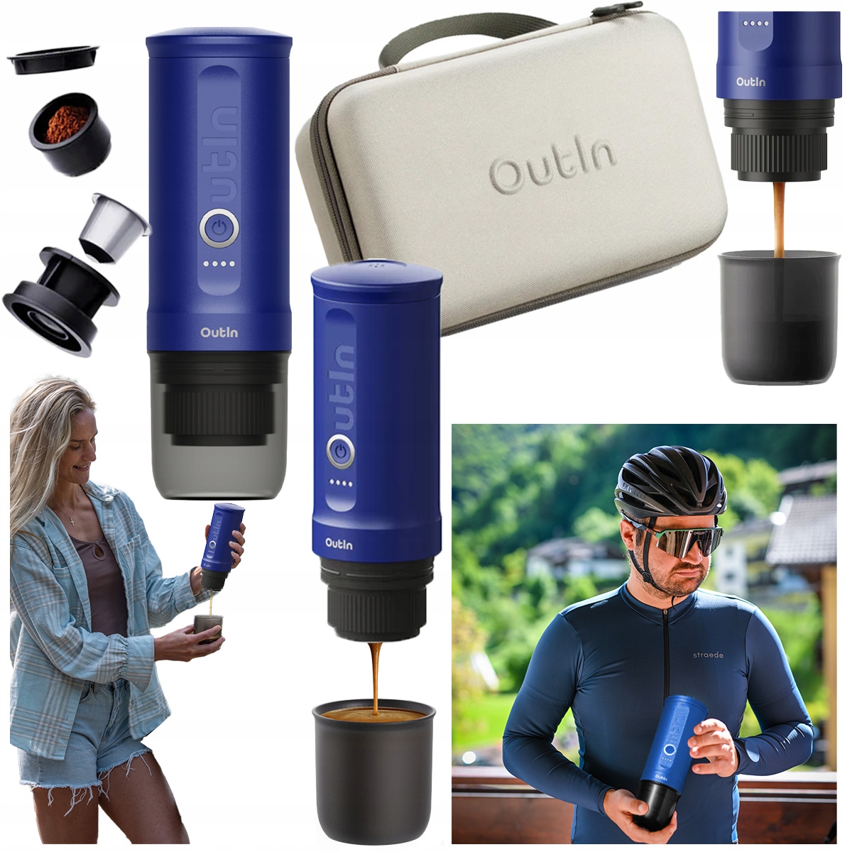 Tlakový kávovar na mletú kávu s kapsulami 20 bar Outin Nano v kufríku